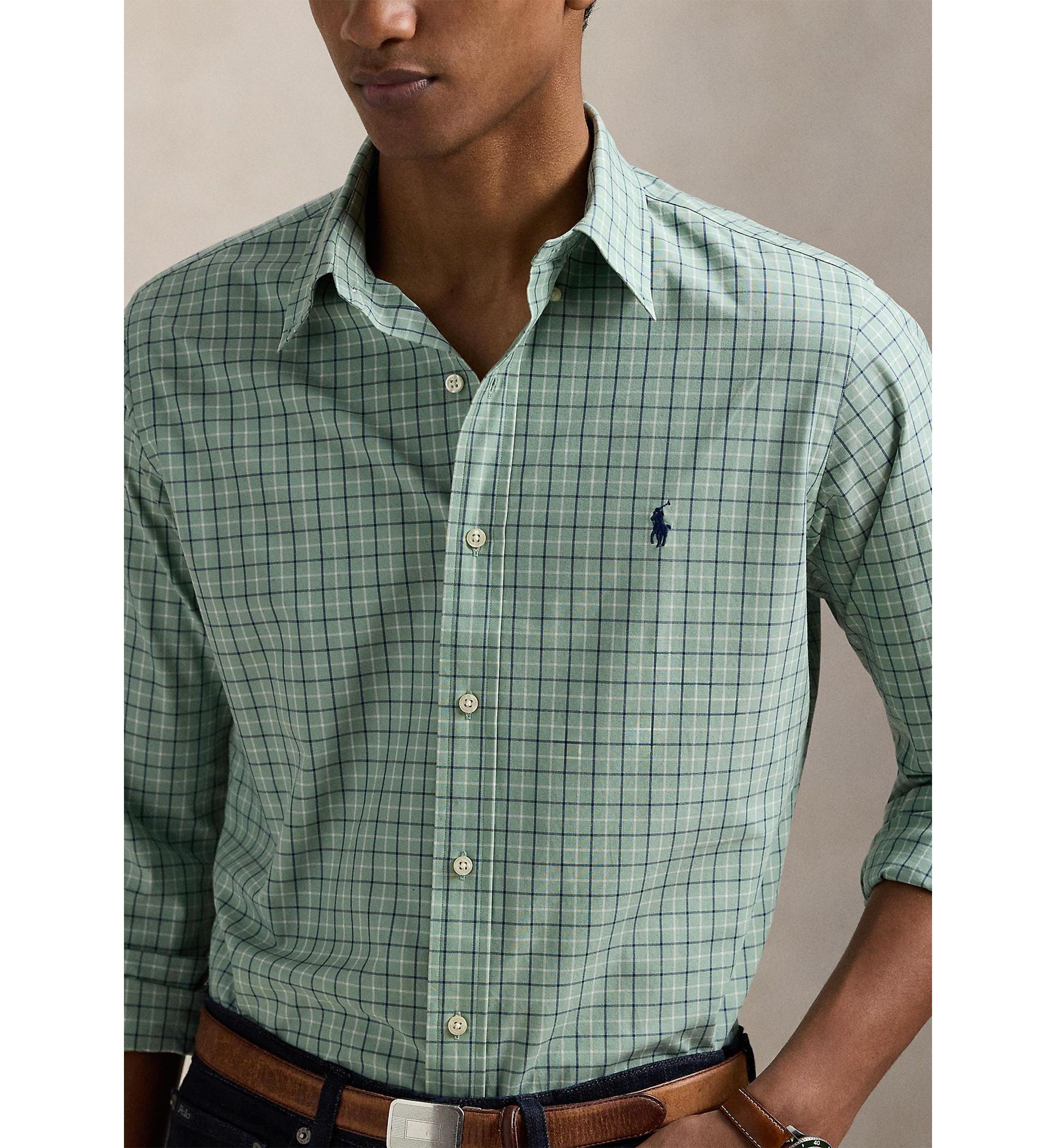 Classic Fit Checked Stretch Poplin Shirt