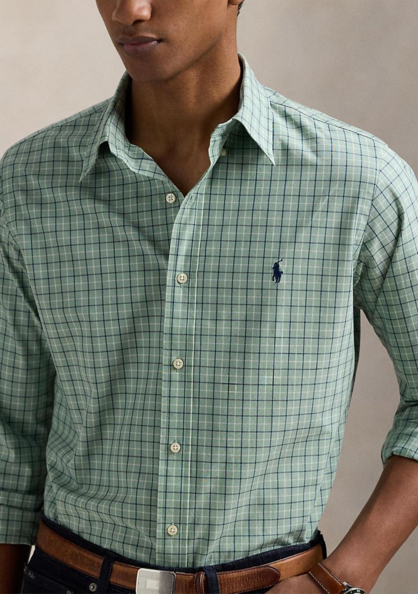 Classic Fit Checked Stretch Poplin Shirt
