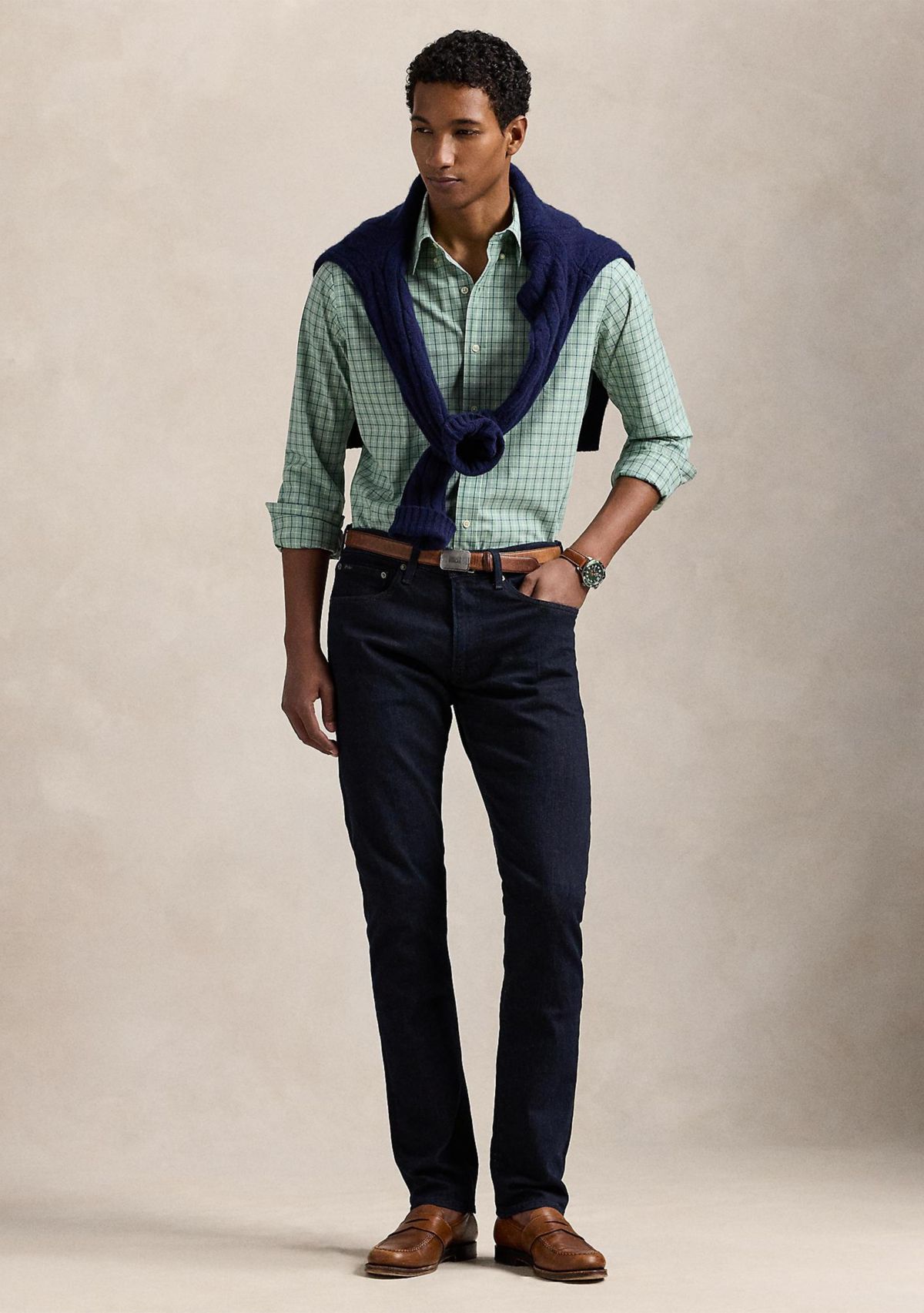 Classic Fit Checked Stretch Poplin Shirt