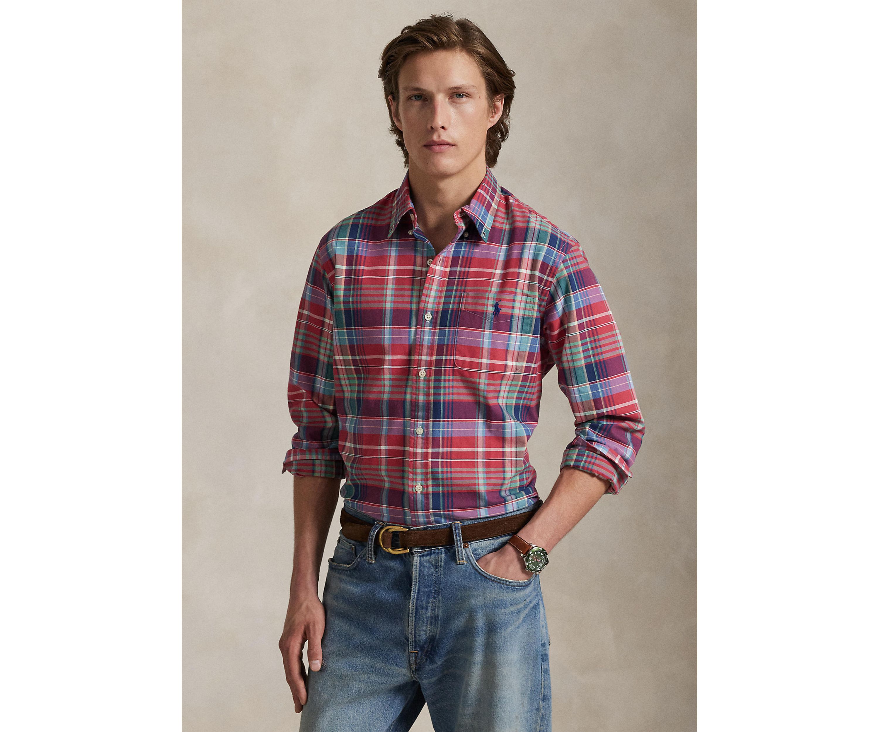 Classic Fit Plaid Oxford Shirt