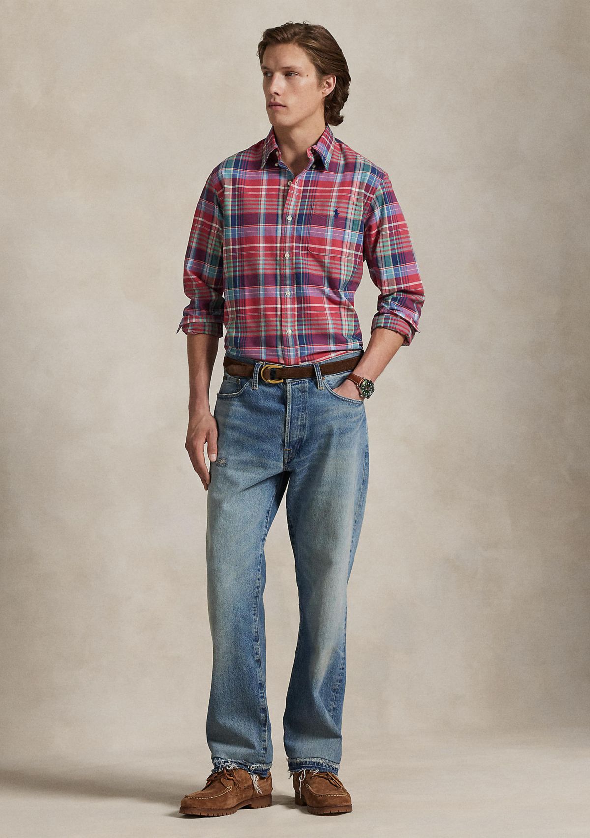Classic Fit Plaid Oxford Shirt