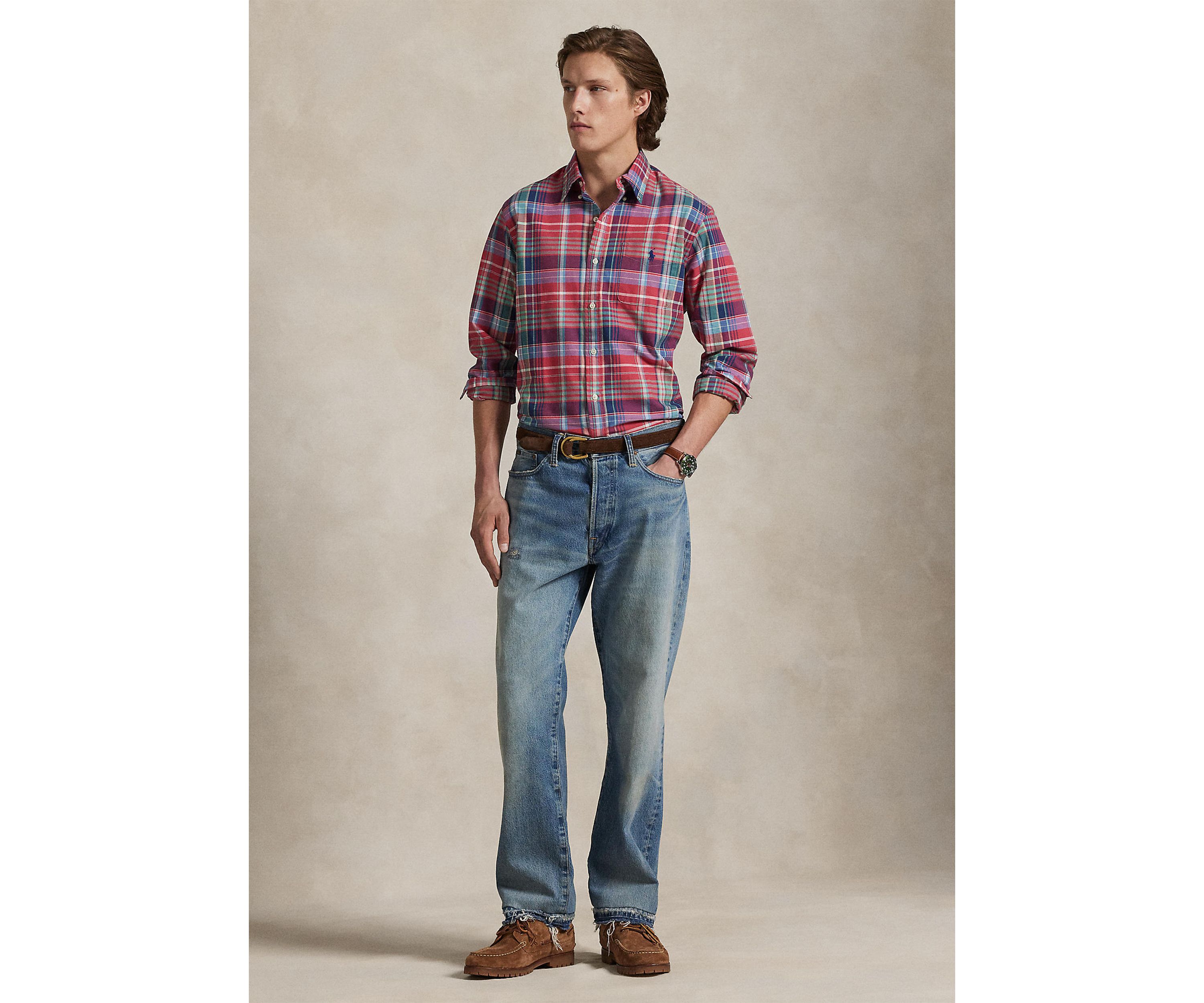 Classic Fit Plaid Oxford Shirt