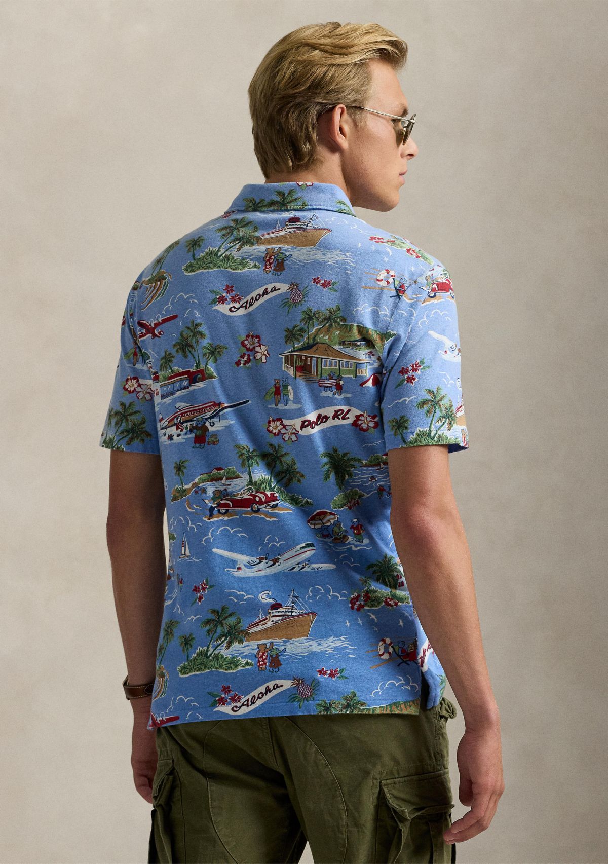 Standard Fit Bear Linen-Cotton Polo Shirt 