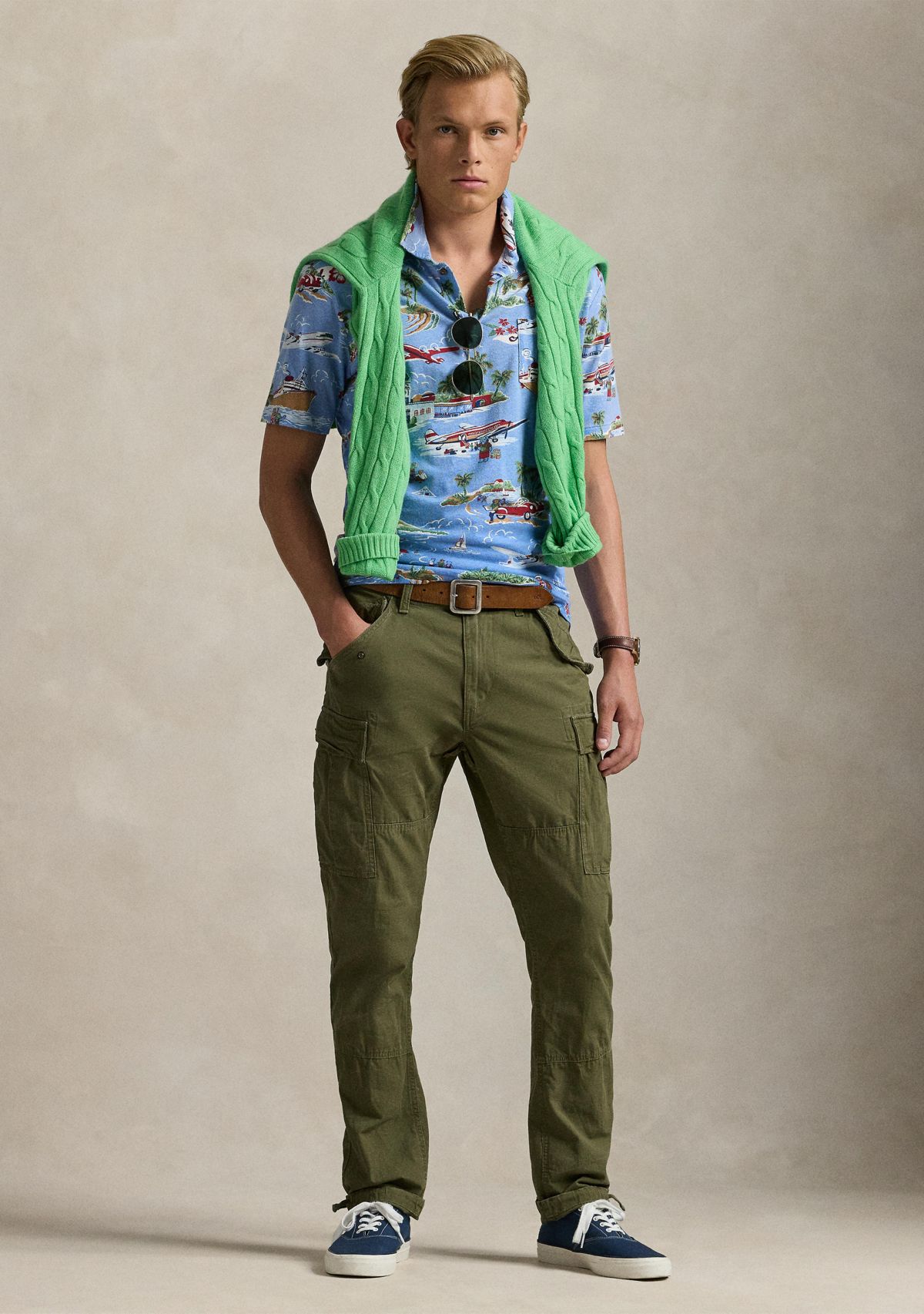 Standard Fit Bear Linen-Cotton Polo Shirt 