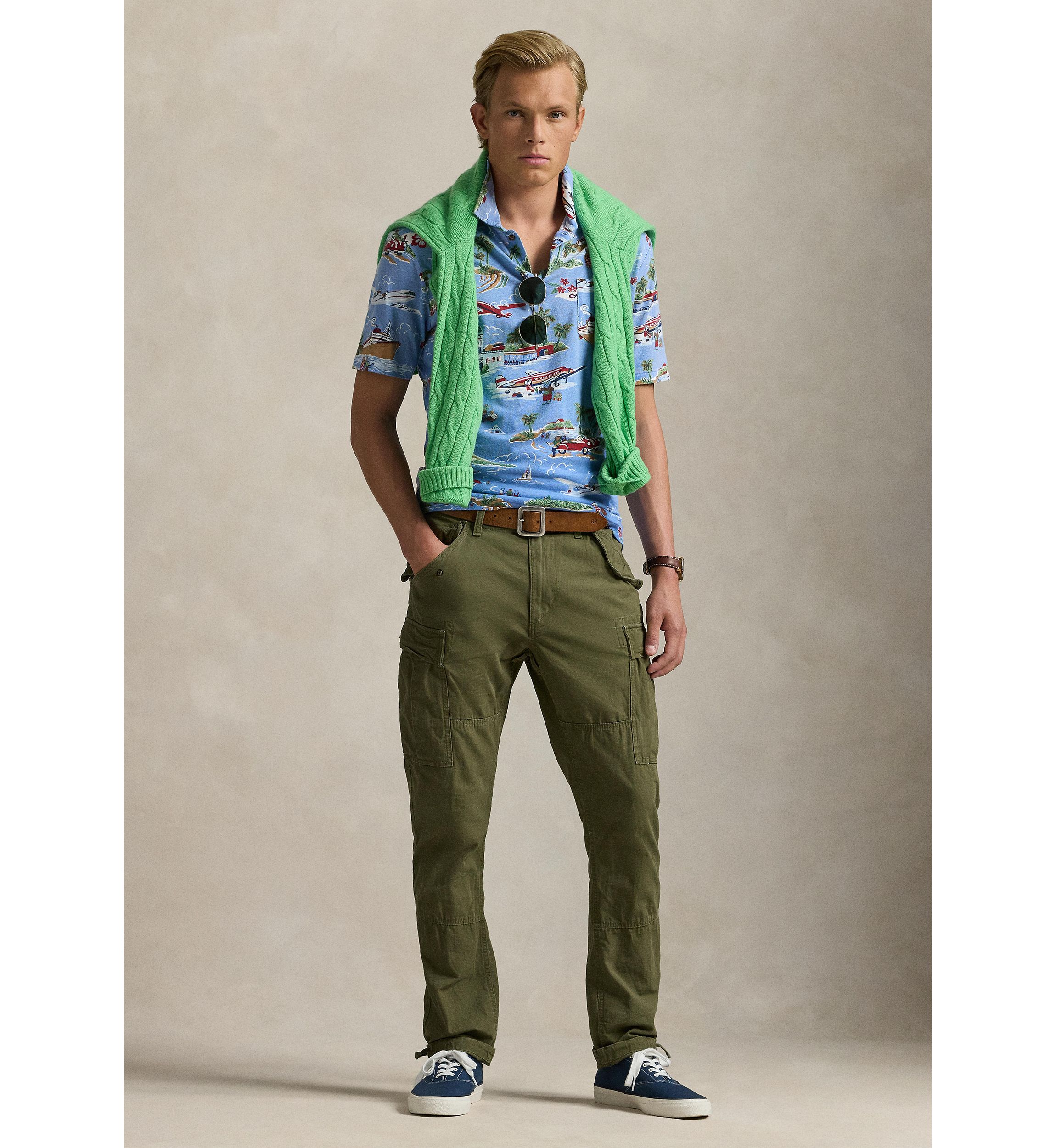 Standard Fit Bear Linen-Cotton Polo Shirt 