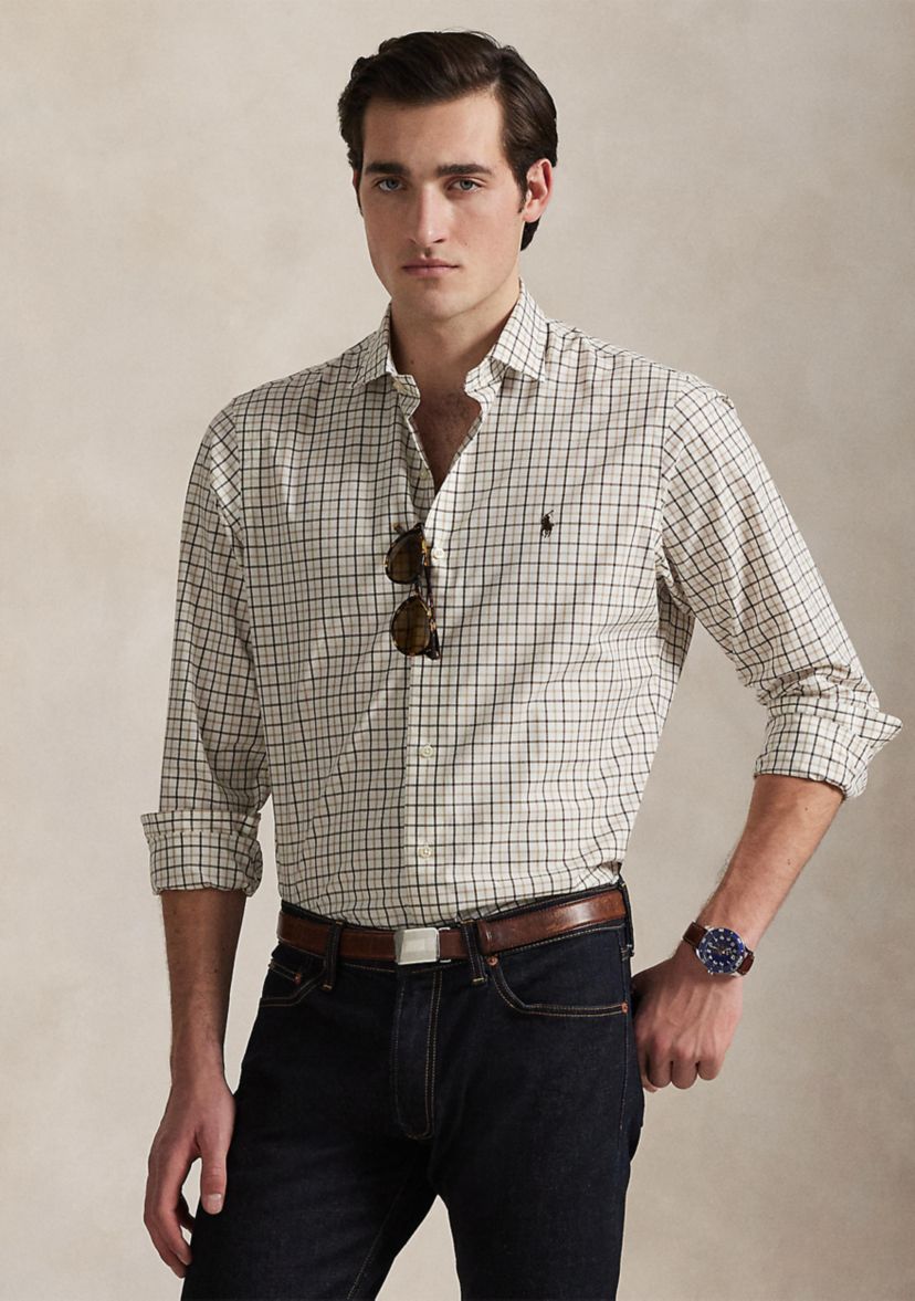 Classic Fit Plaid Stretch Poplin Shirt