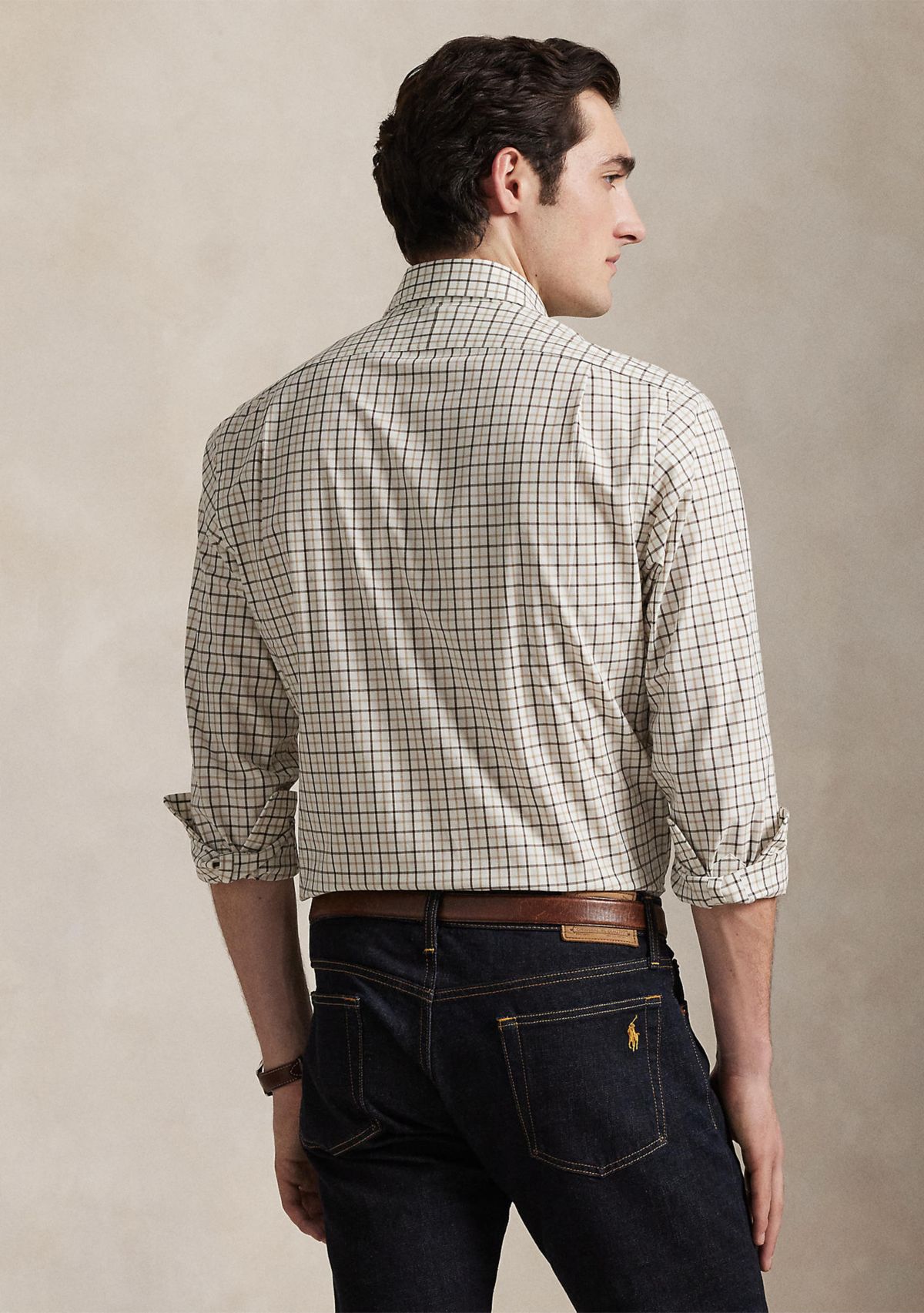 Classic Fit Plaid Stretch Poplin Shirt