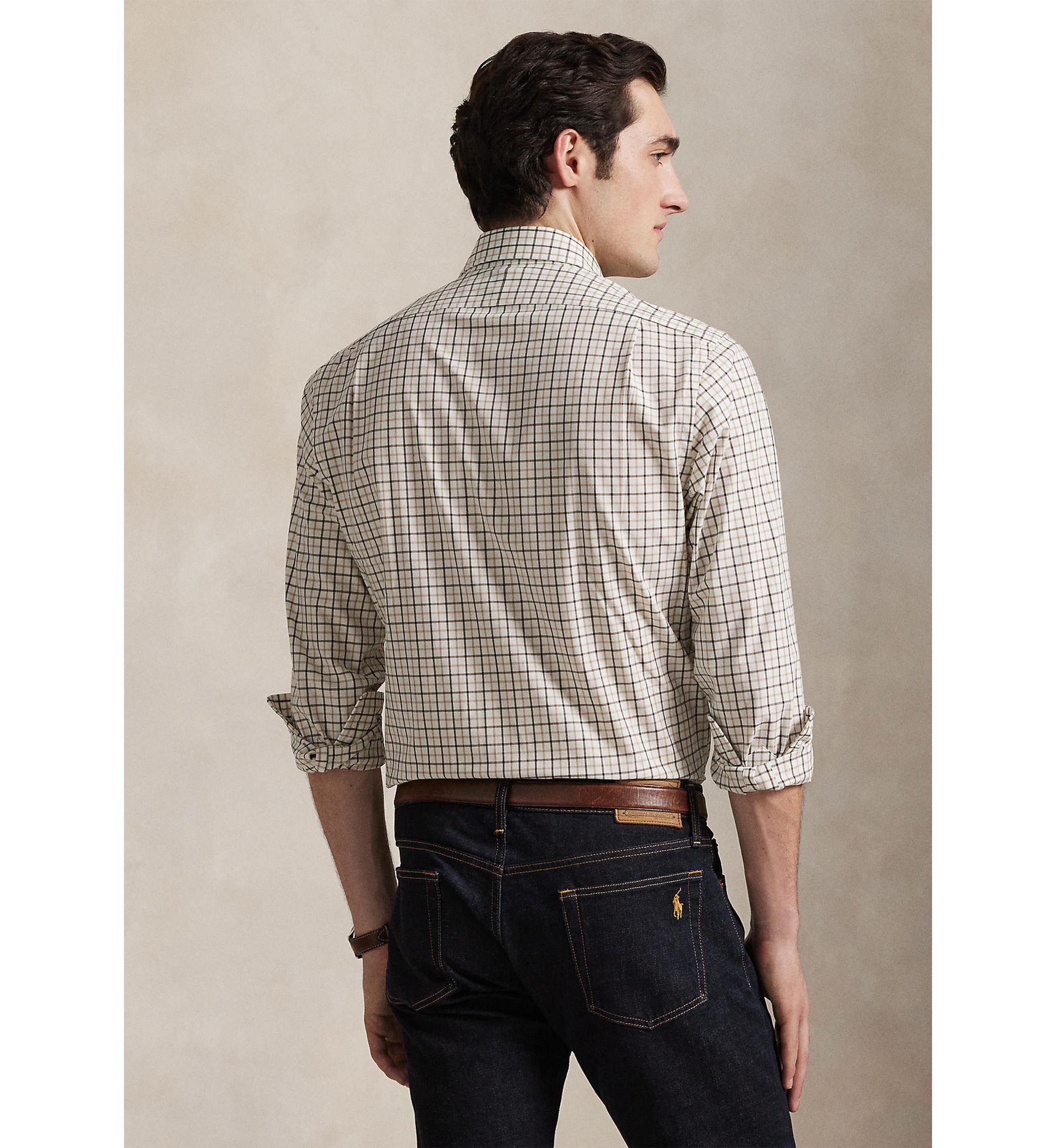 Classic Fit Plaid Stretch Poplin Shirt