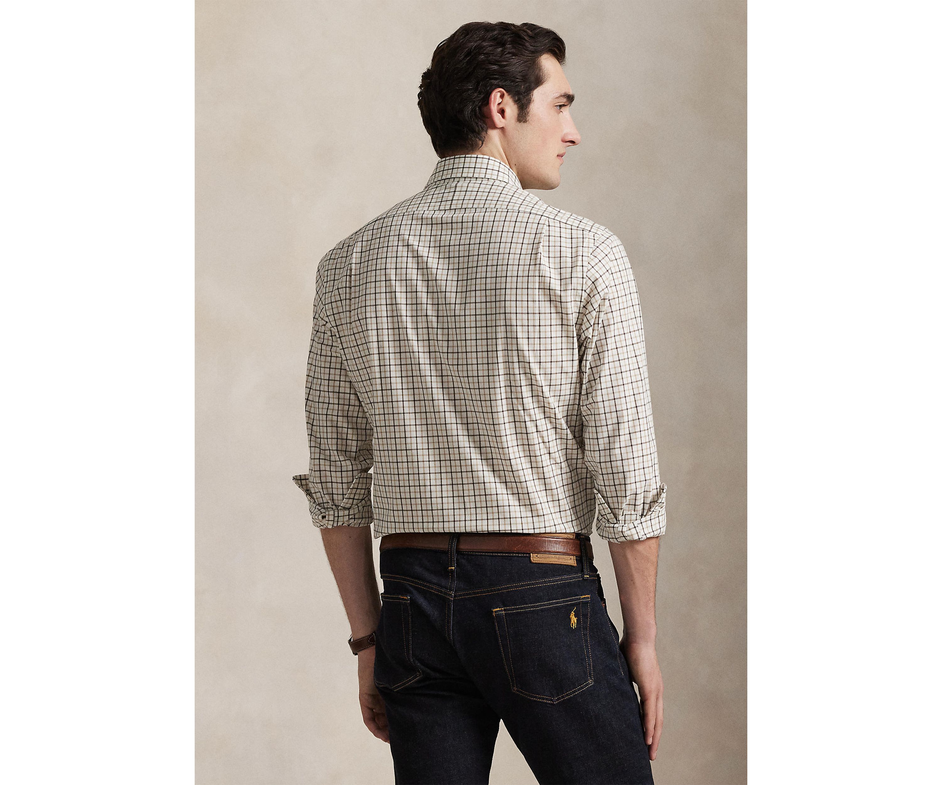 Classic Fit Plaid Stretch Poplin Shirt