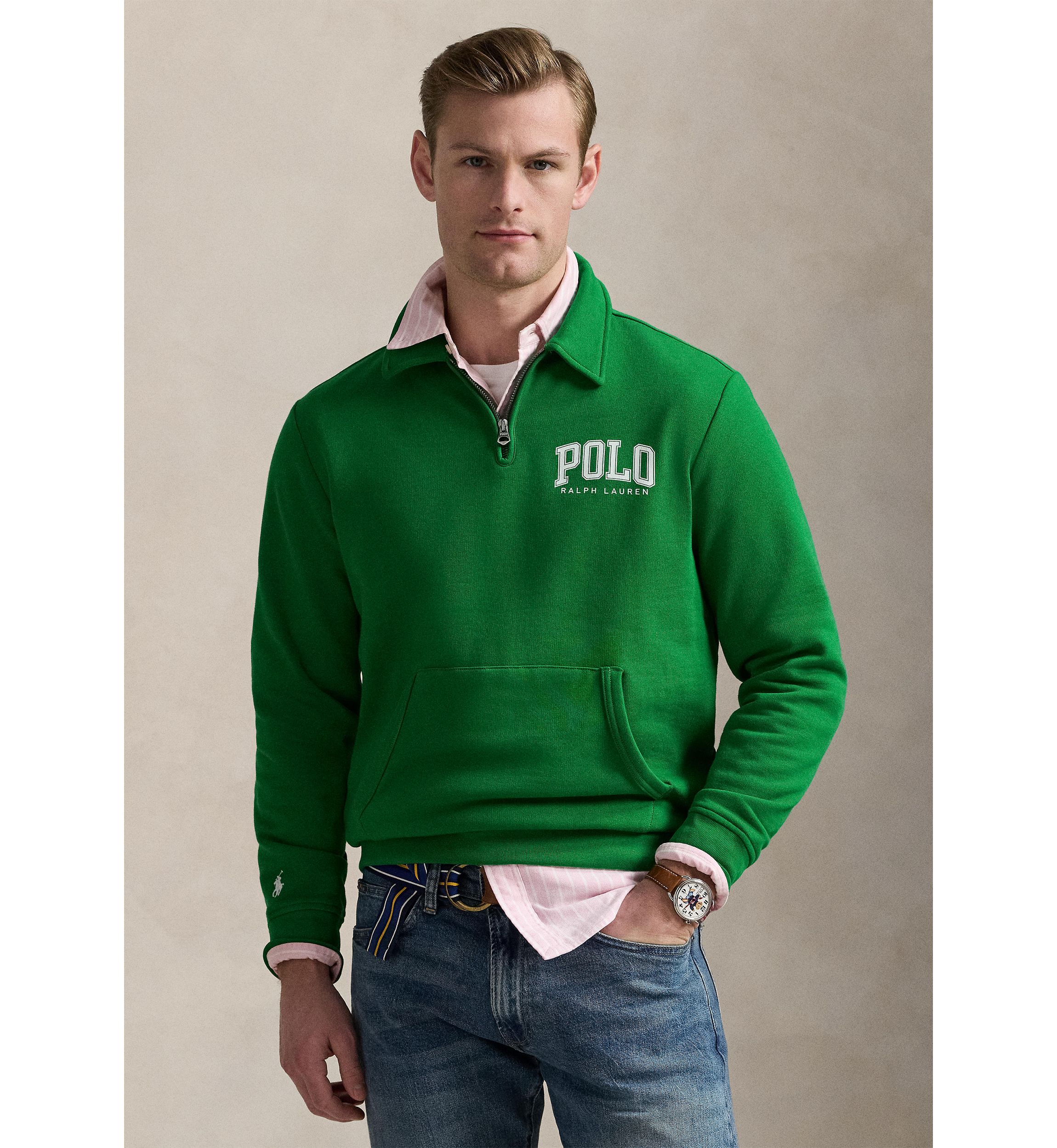Logo Fleece Collared Sweatshirt