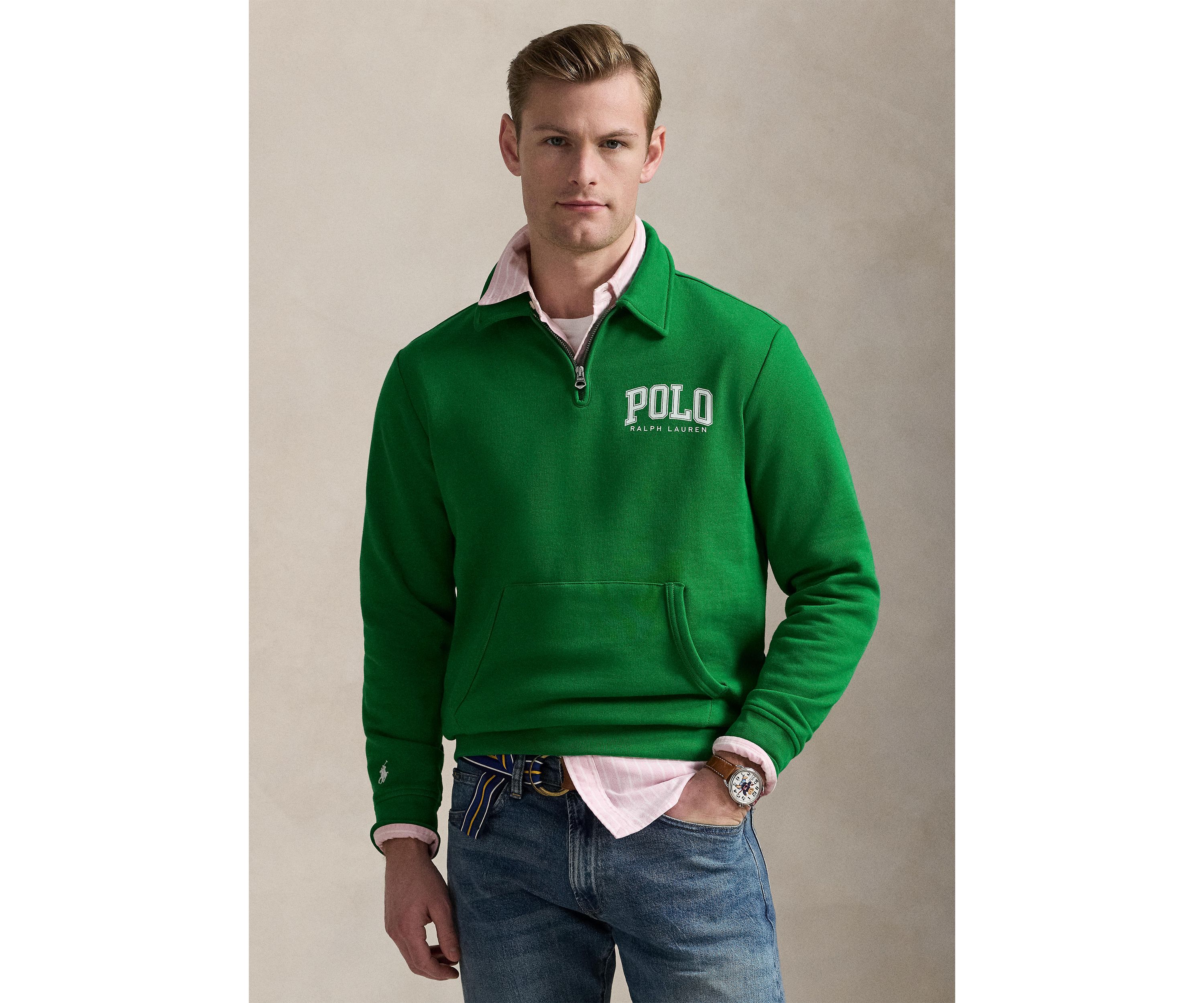 Logo Fleece Collared Sweatshirt