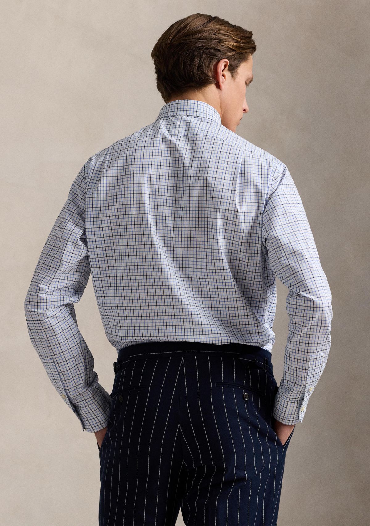 Slim Fit Stretch Poplin Long Sleeve Woven Shirt