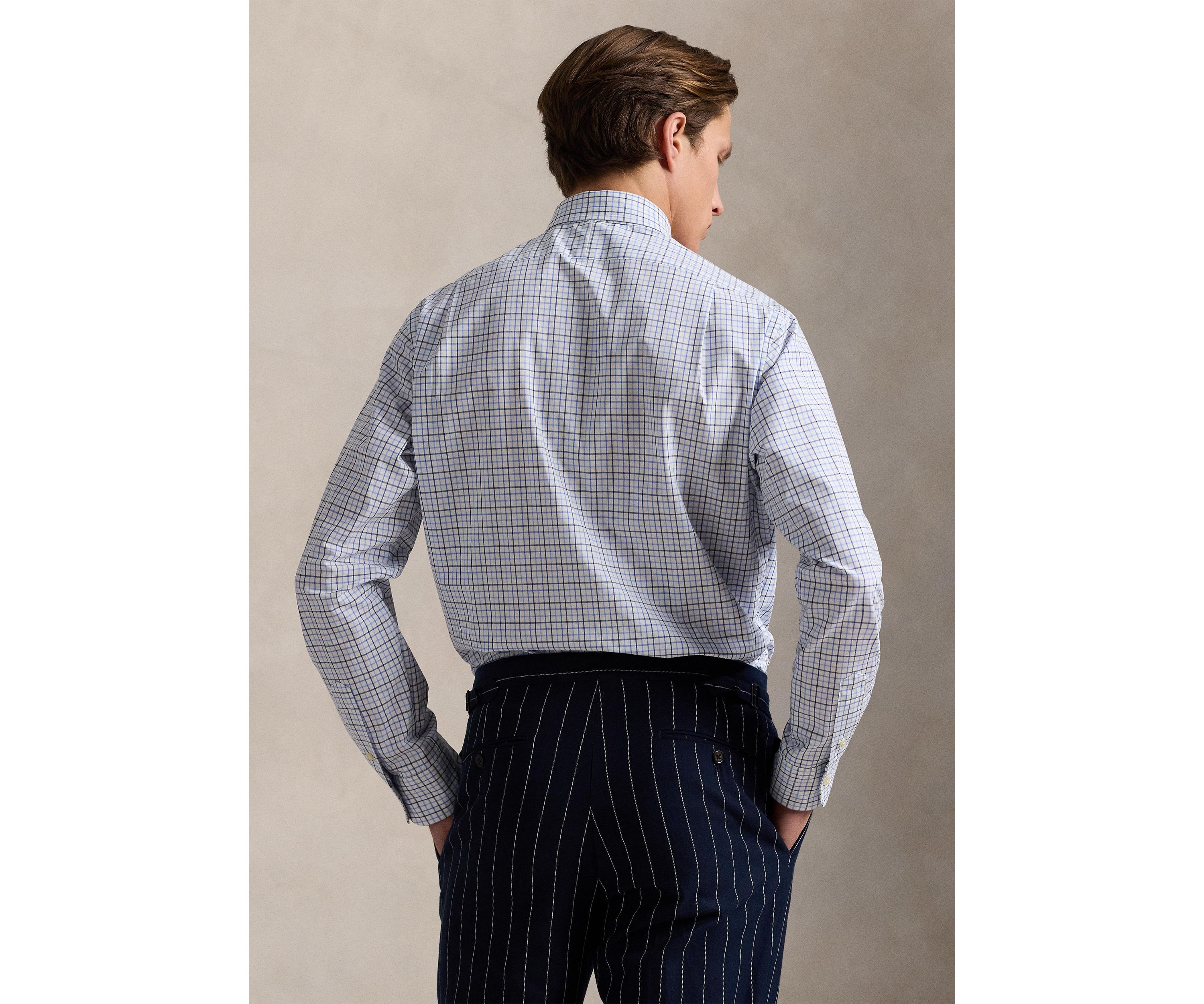 Slim Fit Stretch Poplin Long Sleeve Woven Shirt