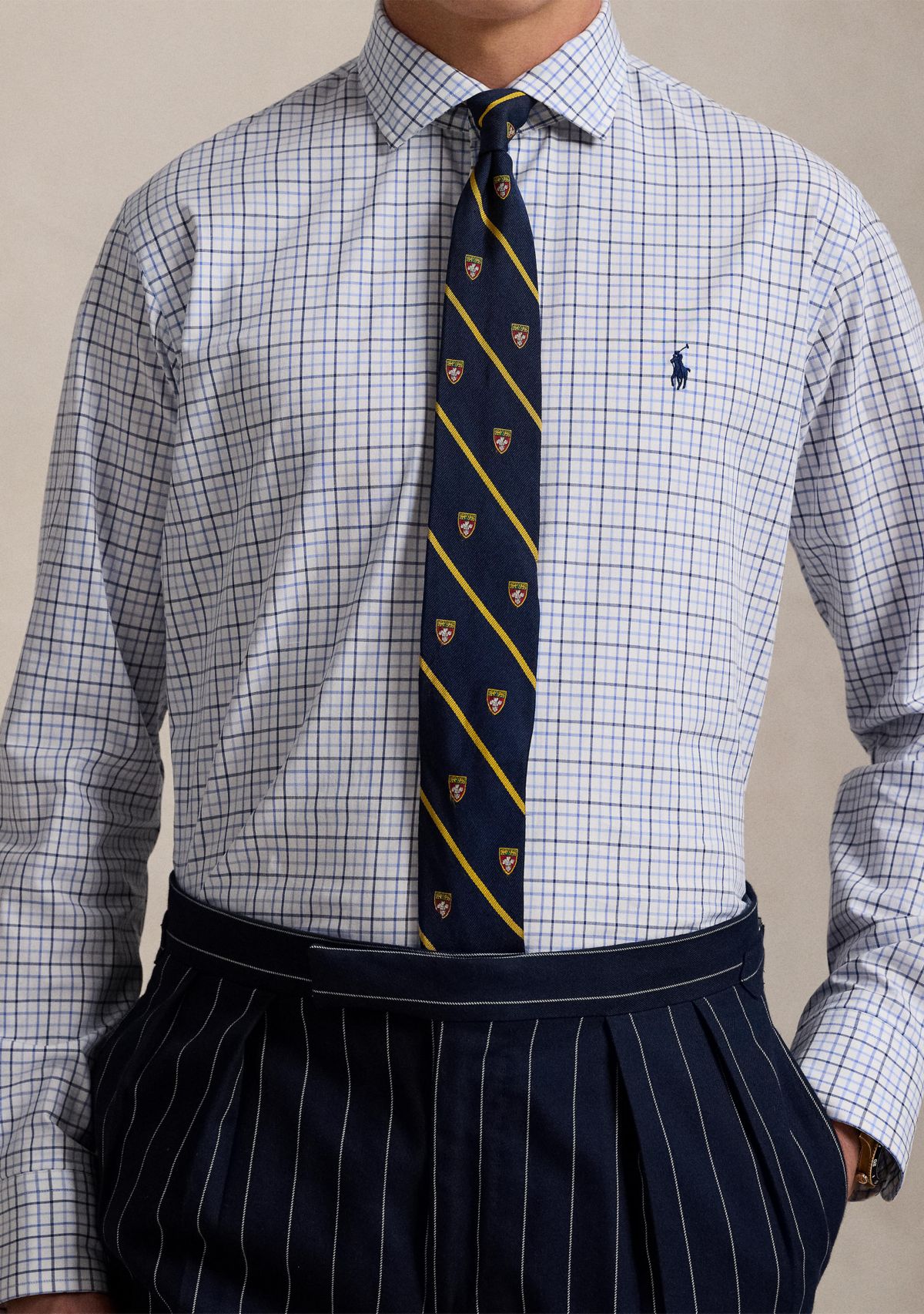 Slim Fit Stretch Poplin Long Sleeve Woven Shirt