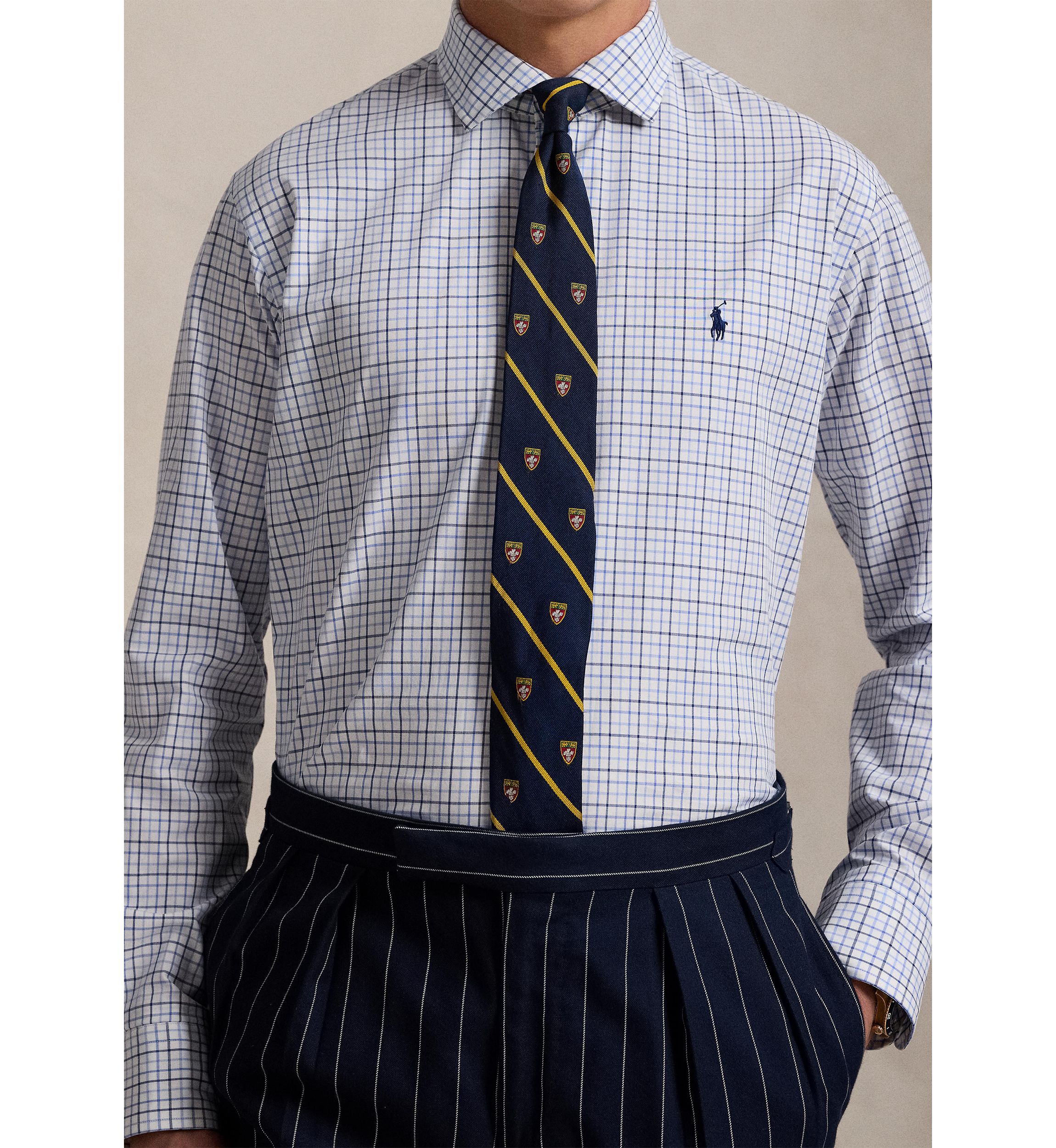 Slim Fit Stretch Poplin Long Sleeve Woven Shirt