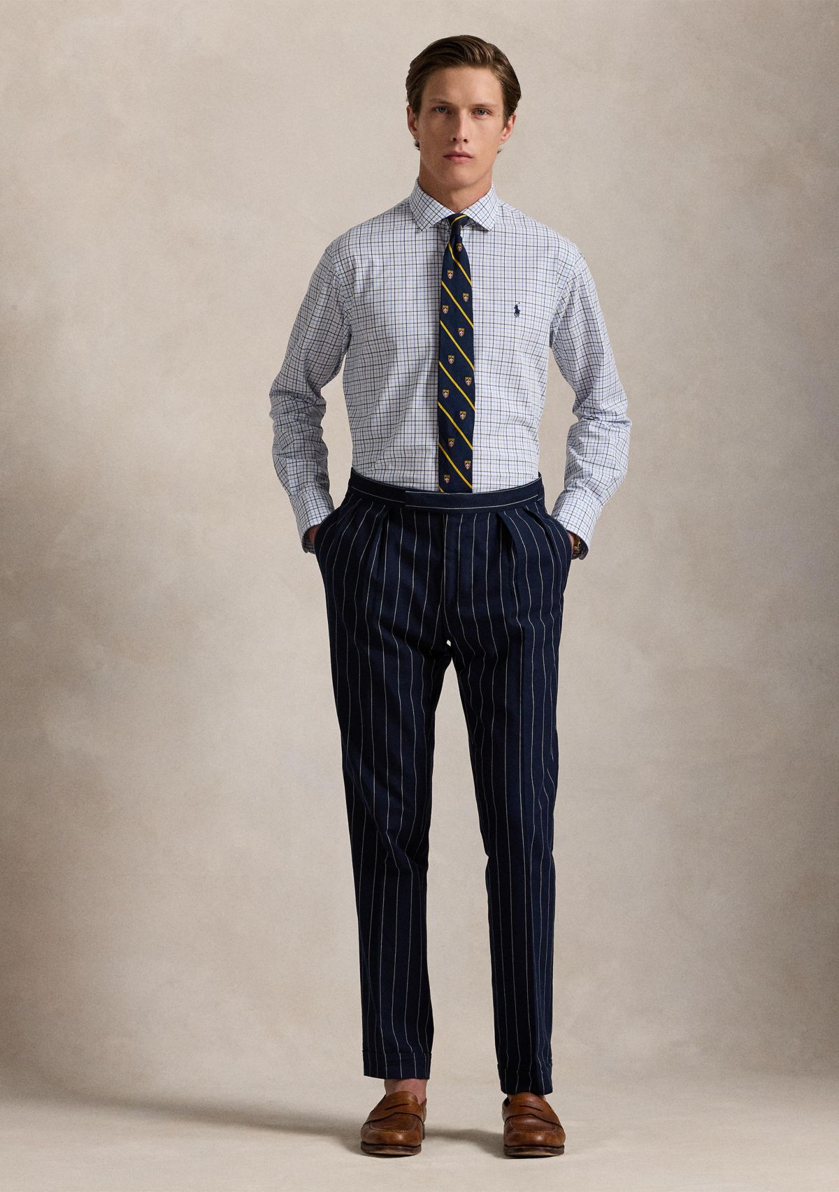 Slim Fit Stretch Poplin Long Sleeve Woven Shirt