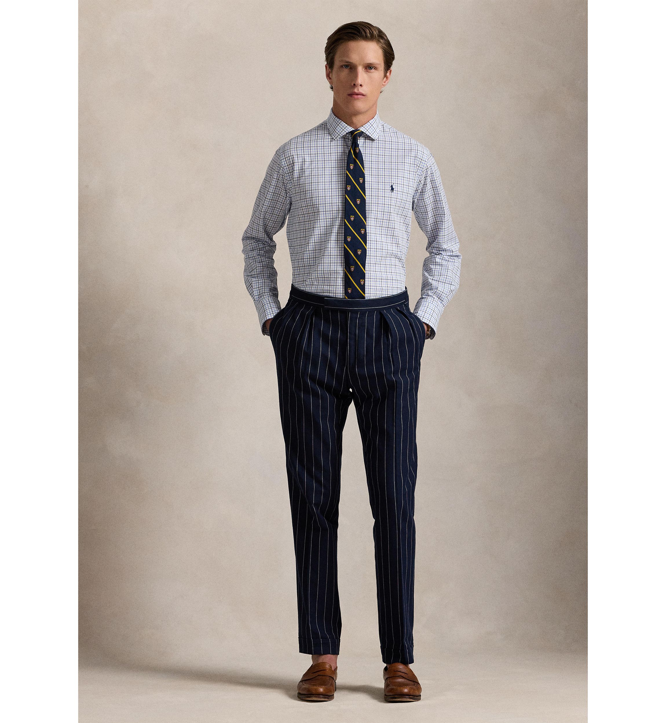 Slim Fit Stretch Poplin Long Sleeve Woven Shirt
