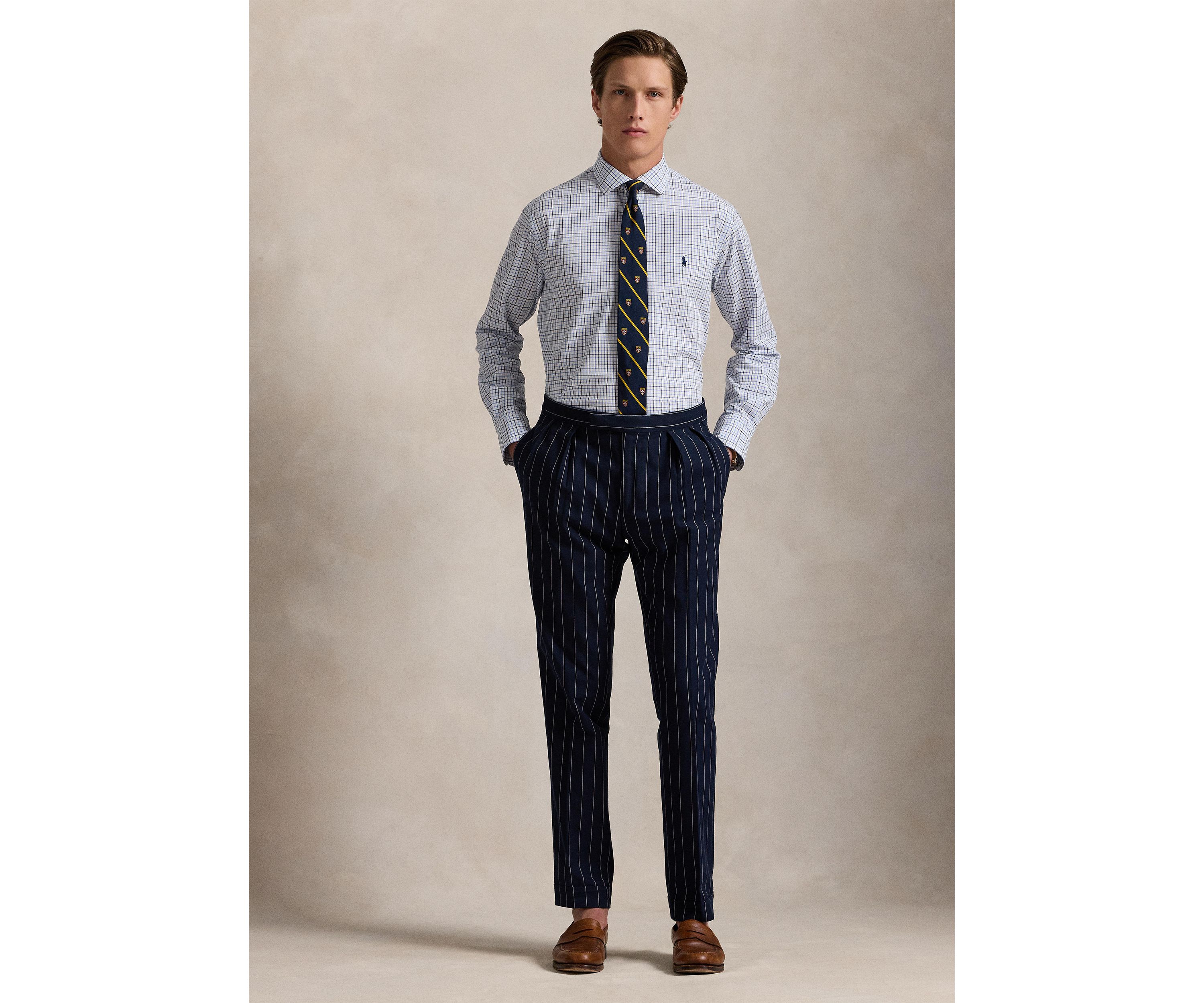 Slim Fit Stretch Poplin Long Sleeve Woven Shirt