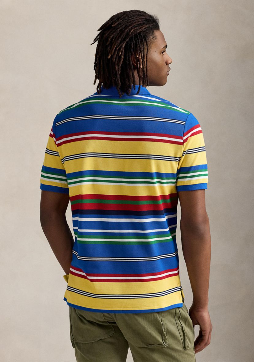 Classic Fit Striped Mesh Polo Shirt