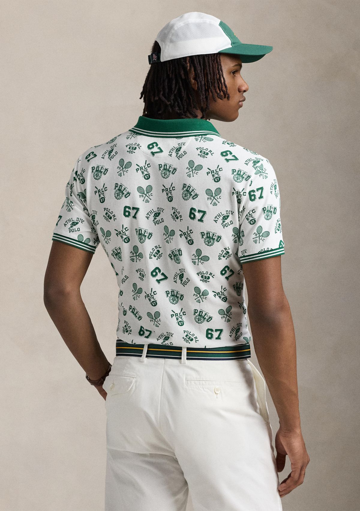 Classic Fit Print Mesh Polo Shirt