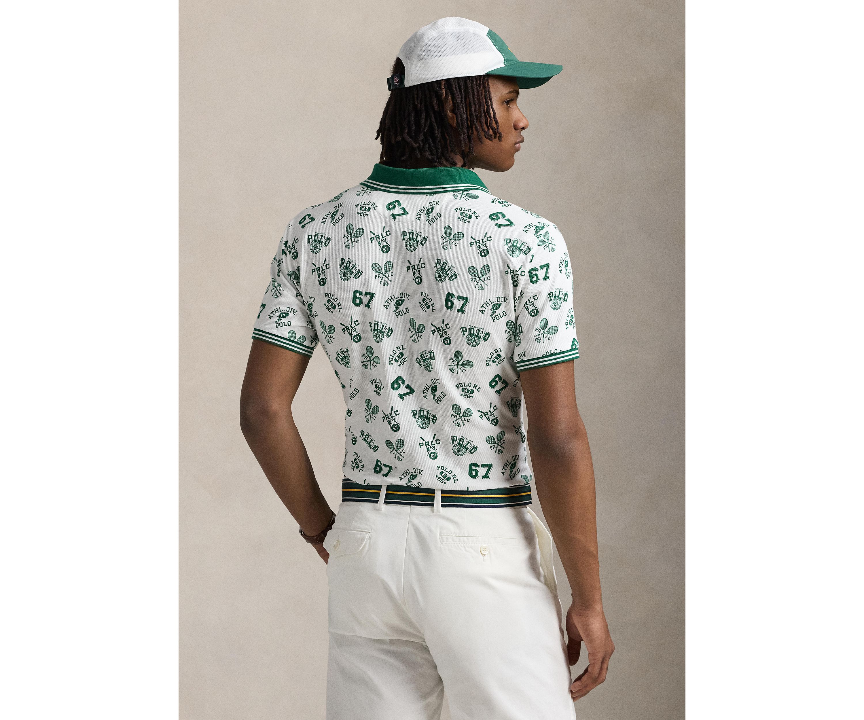 Classic Fit Print Mesh Polo Shirt