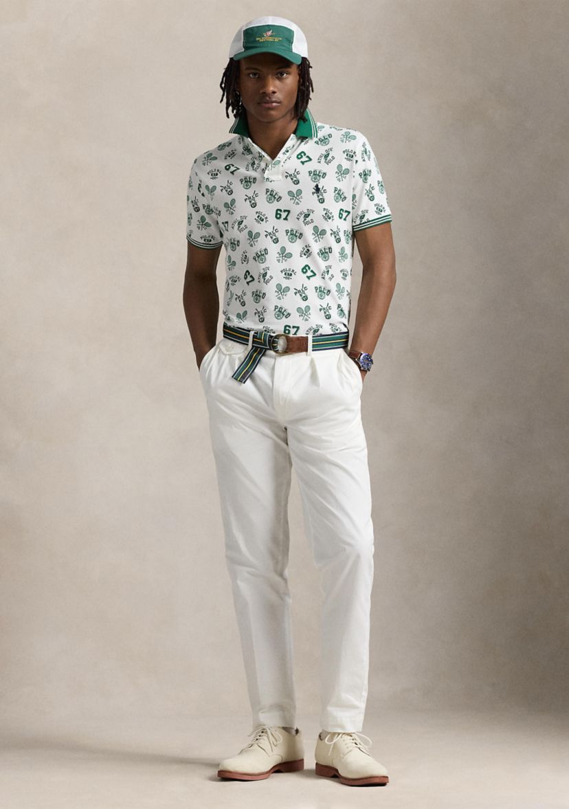 Classic Fit Print Mesh Polo Shirt