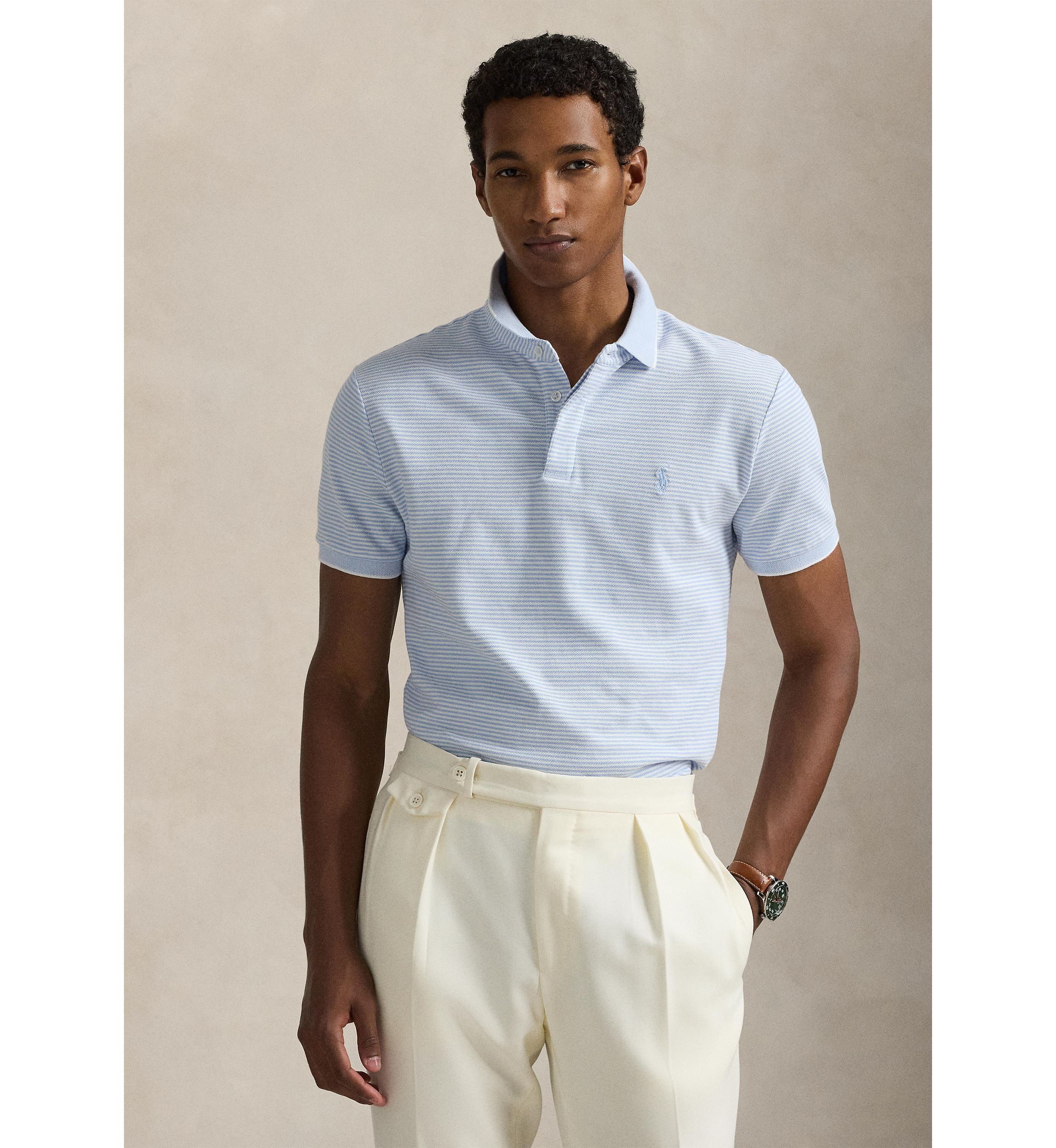 Classic Fit Stretch Oxford Mesh Polo Shirt