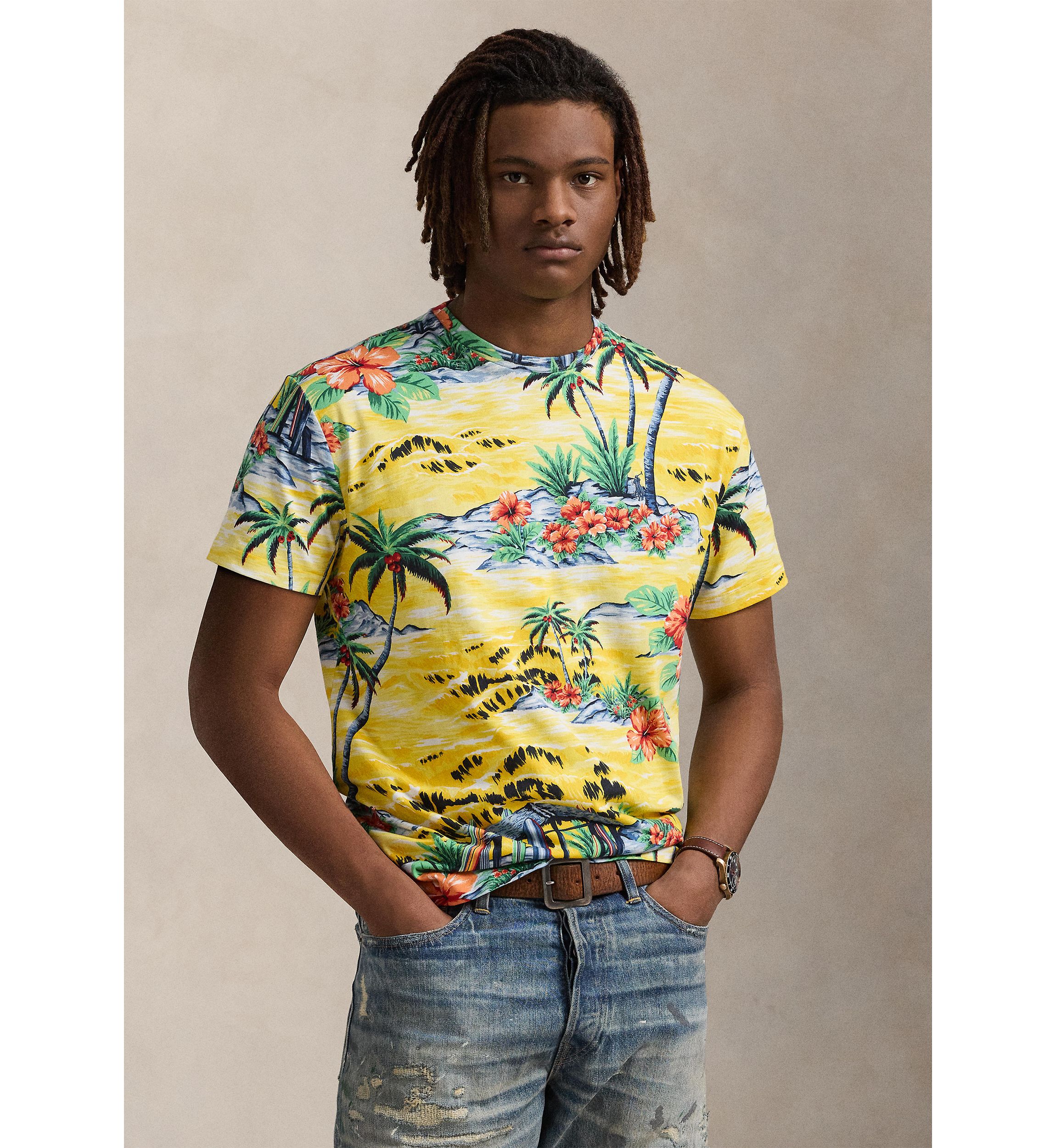 Classic Fit Beach Print Jersey T-Shirt