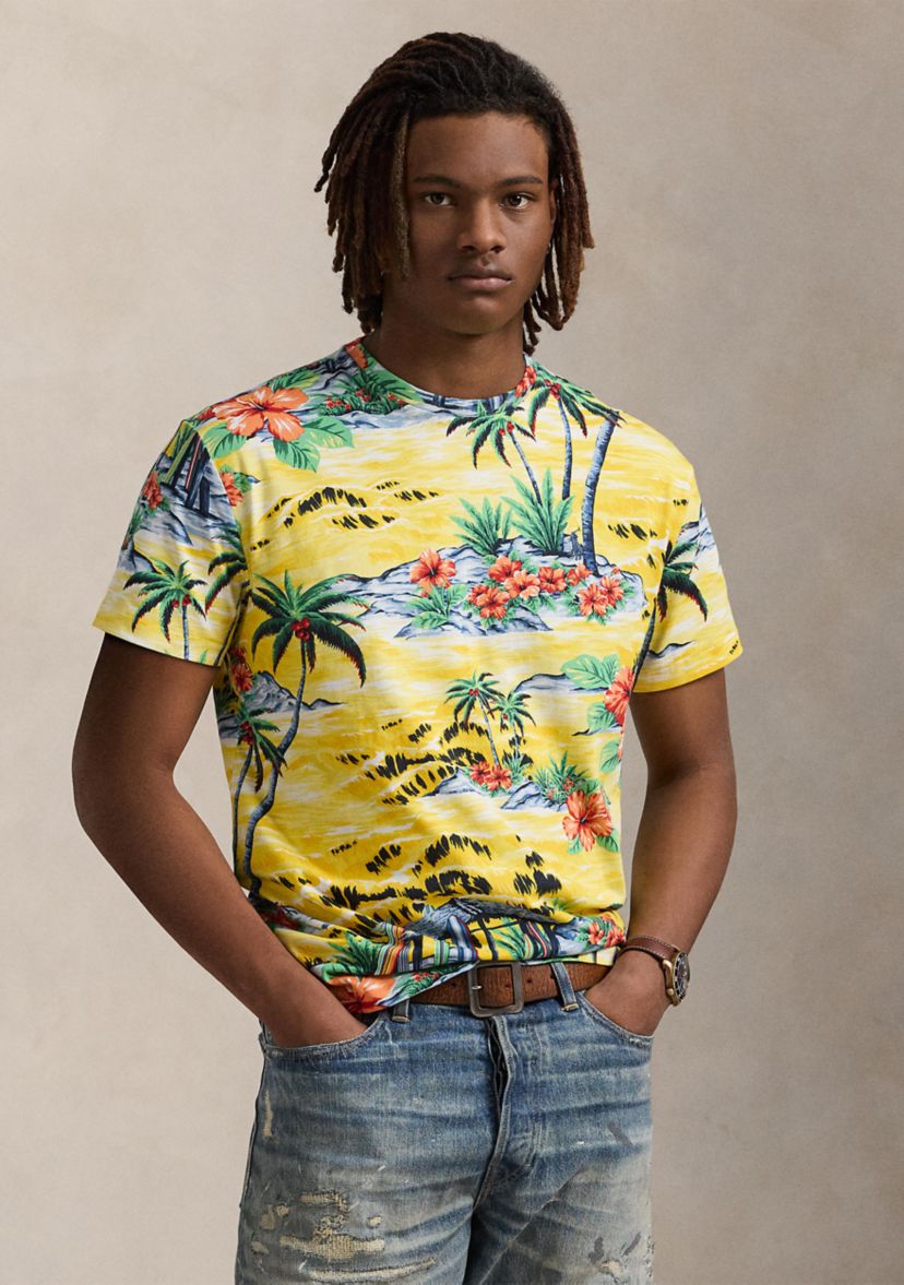 Classic Fit Beach Print Jersey T-Shirt