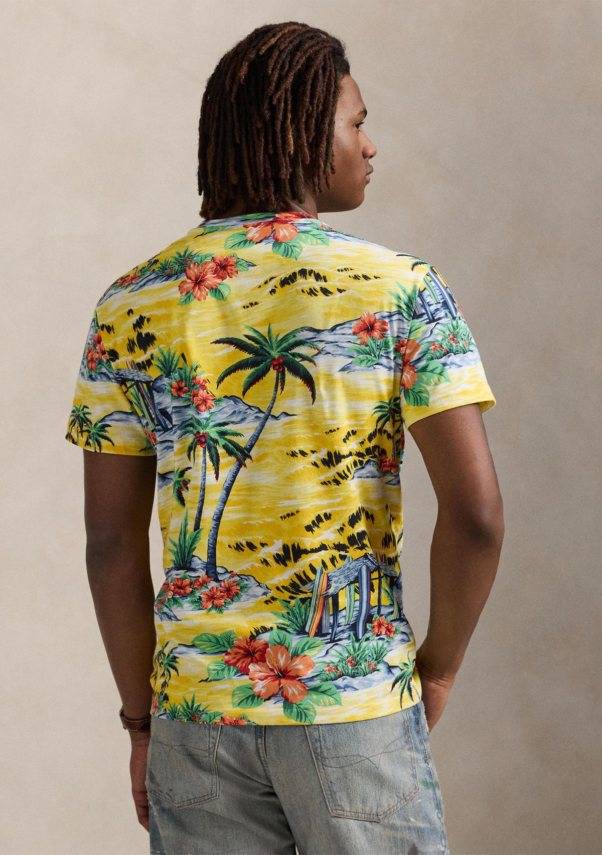 Classic Fit Beach Print Jersey T-Shirt