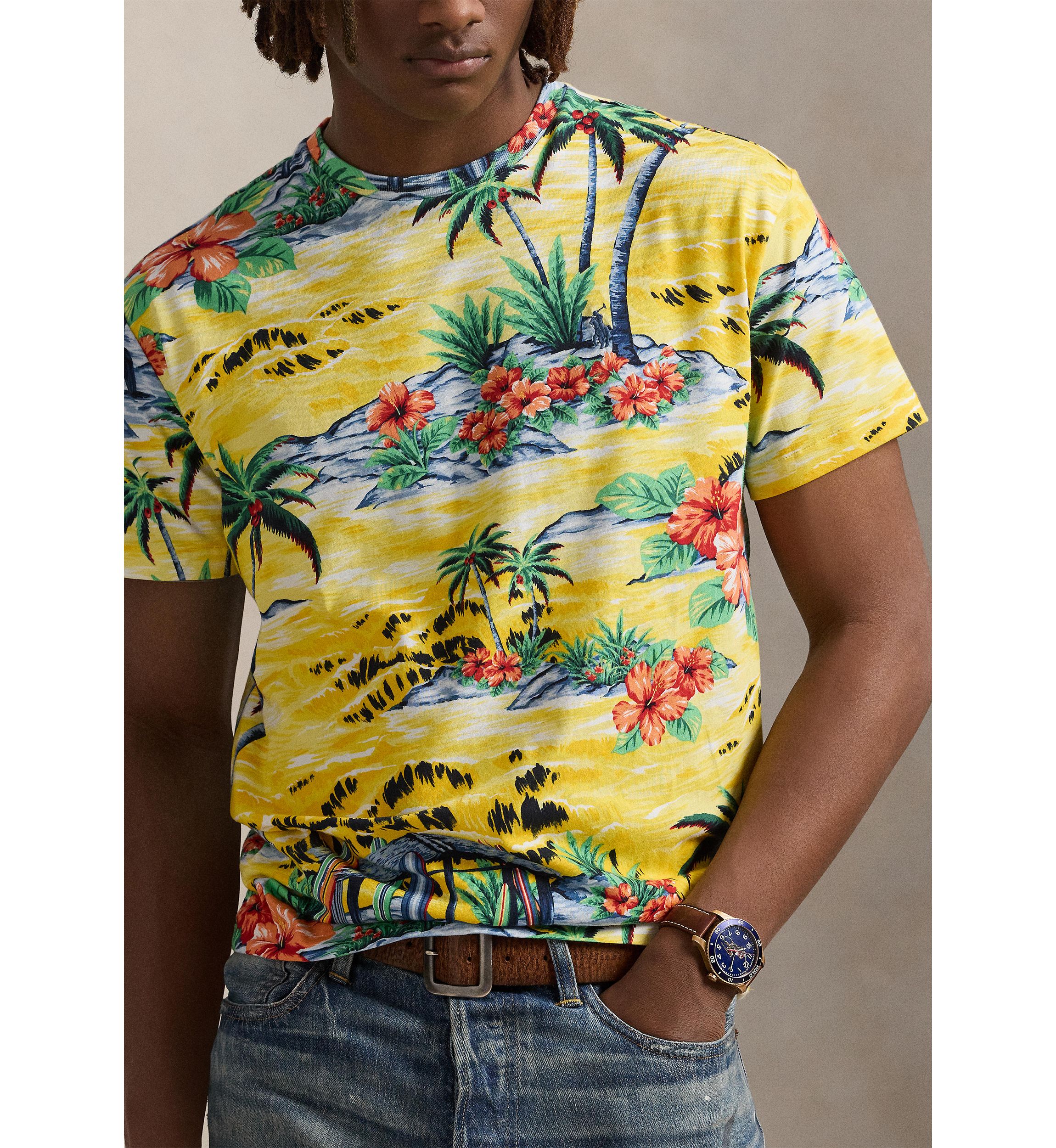 Classic Fit Beach Print Jersey T-Shirt