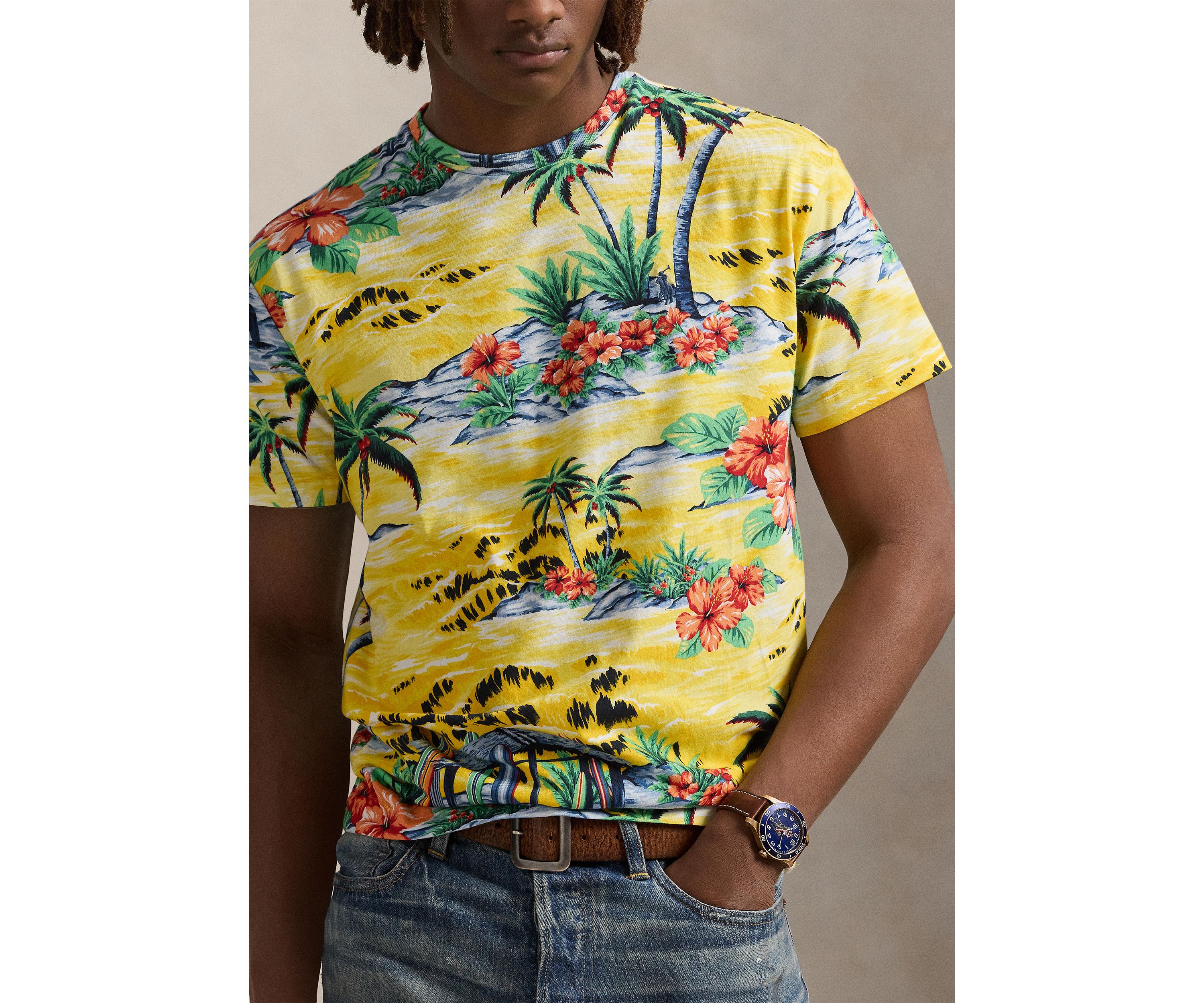 Classic Fit Beach Print Jersey T-Shirt