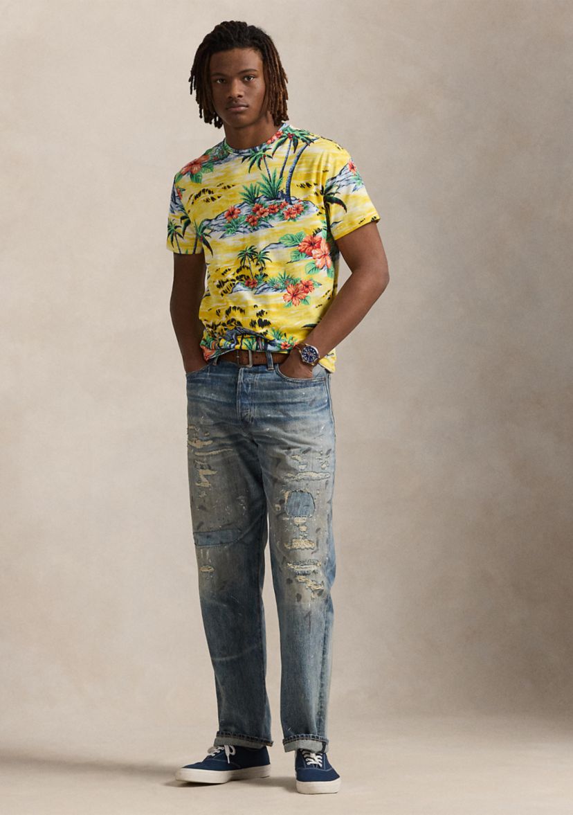 Classic Fit Beach Print Jersey T-Shirt
