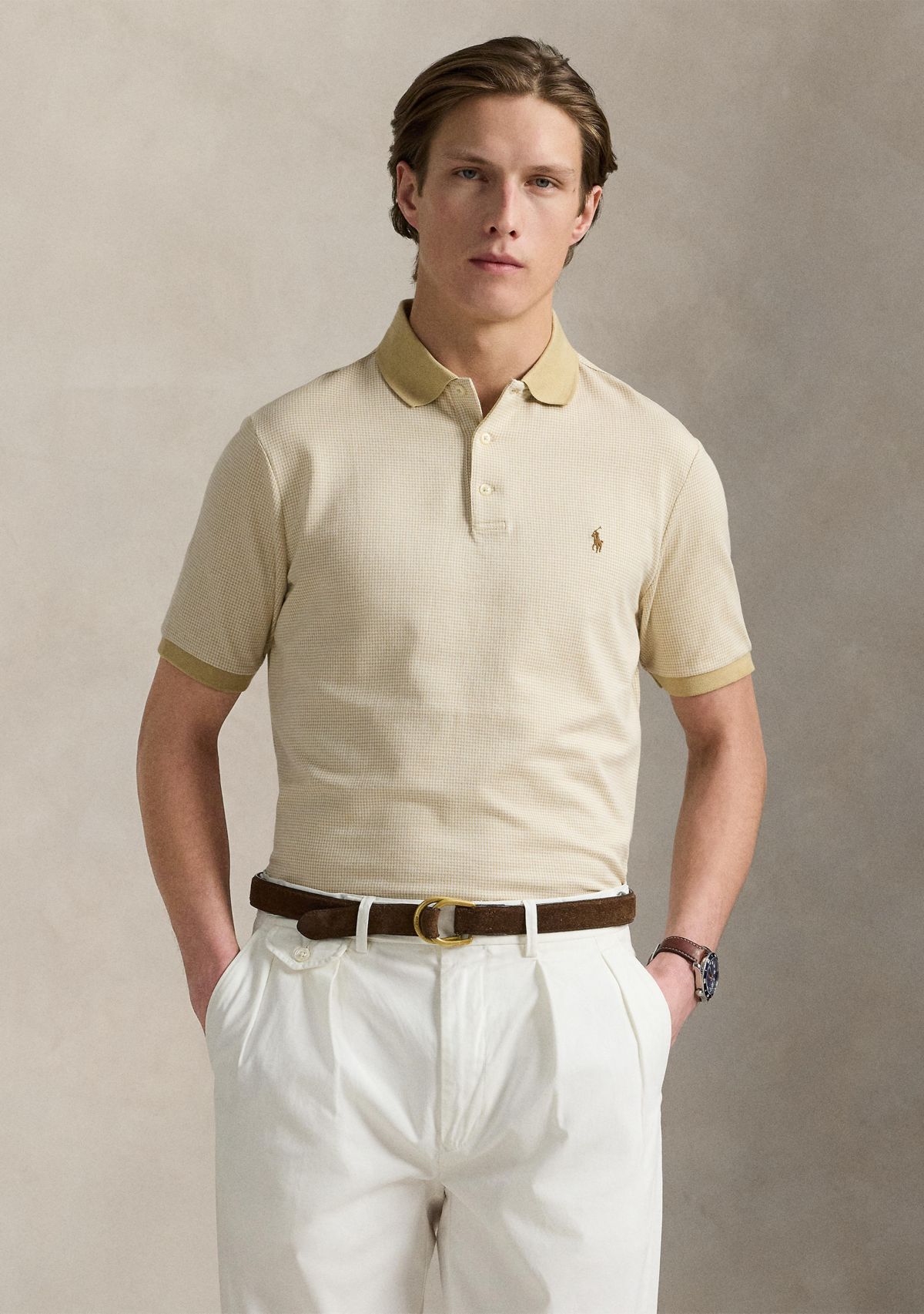 Classic Houndstooth Jersey Polo Shirt