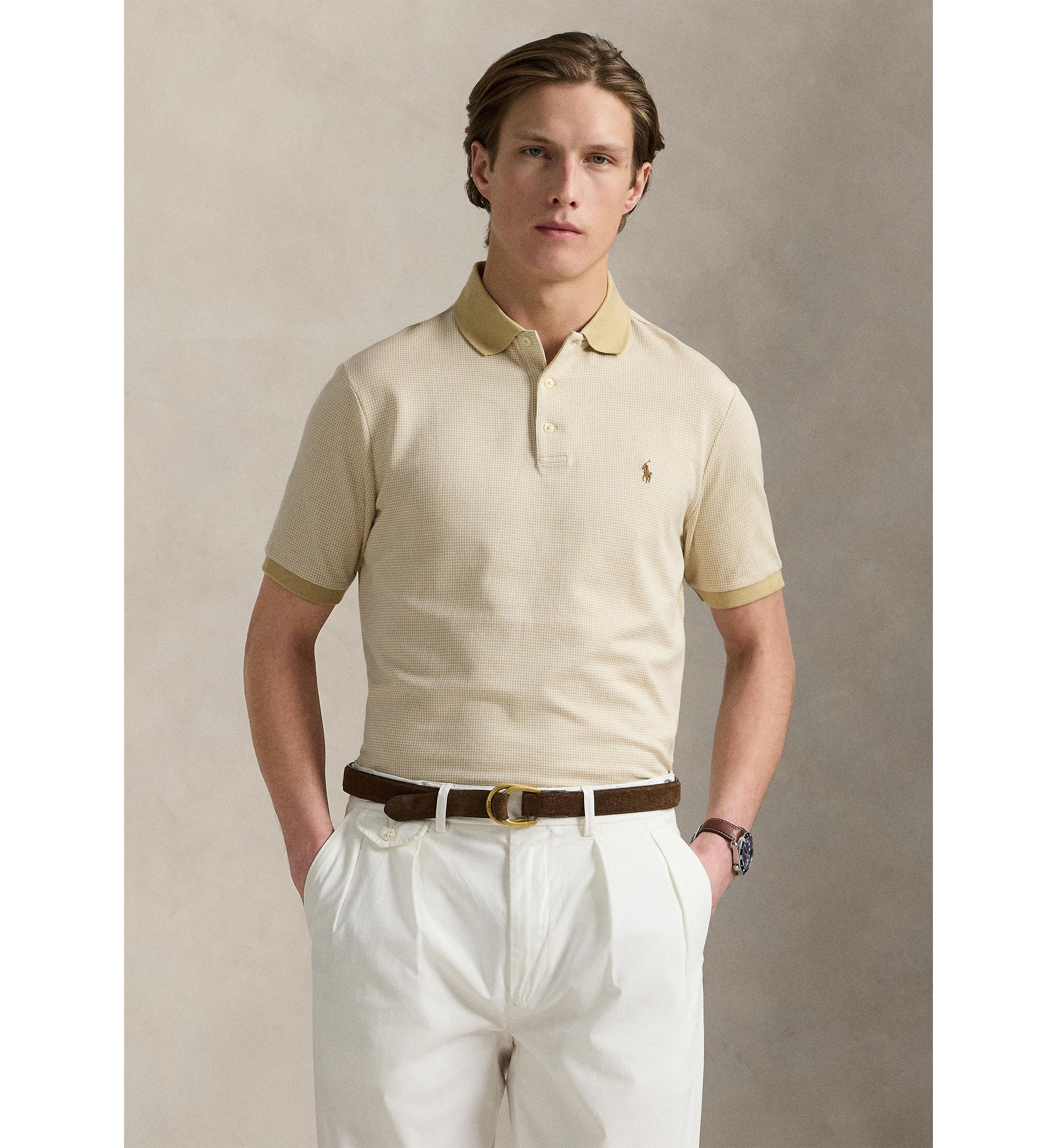 Classic Houndstooth Jersey Polo Shirt