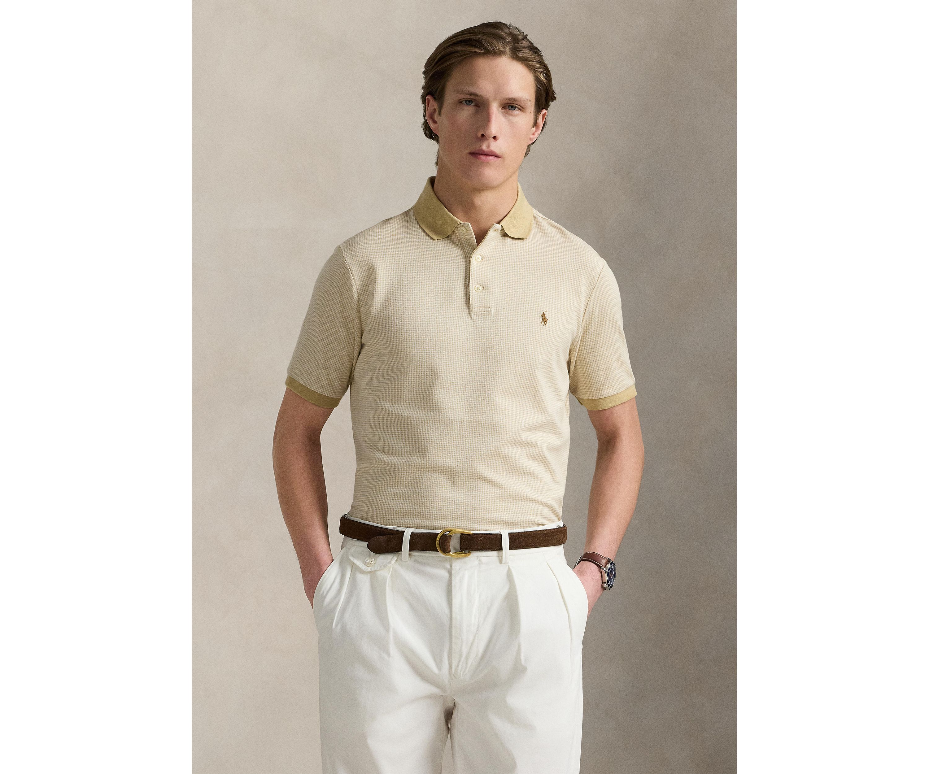 Classic Houndstooth Jersey Polo Shirt