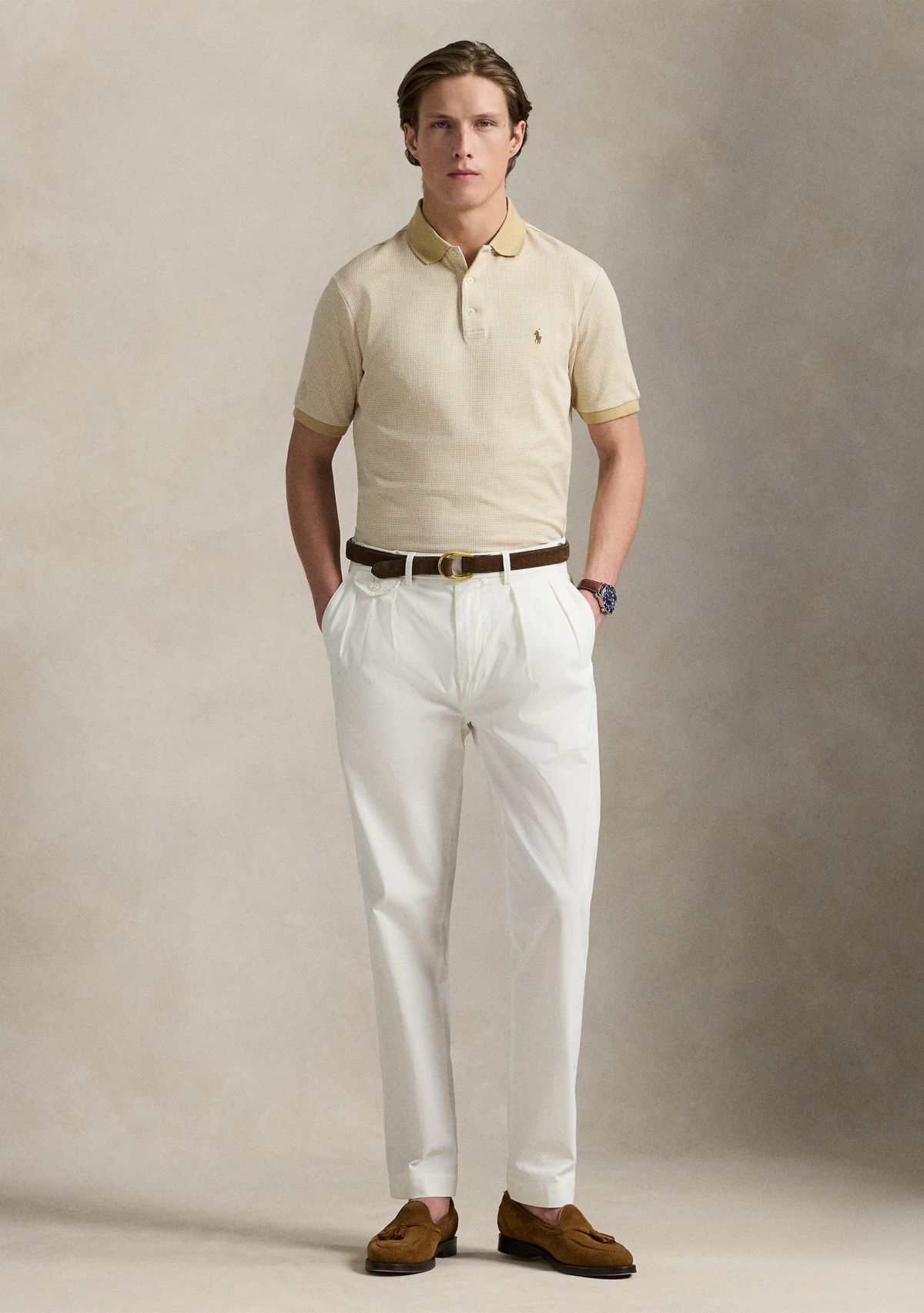 Classic Houndstooth Jersey Polo Shirt