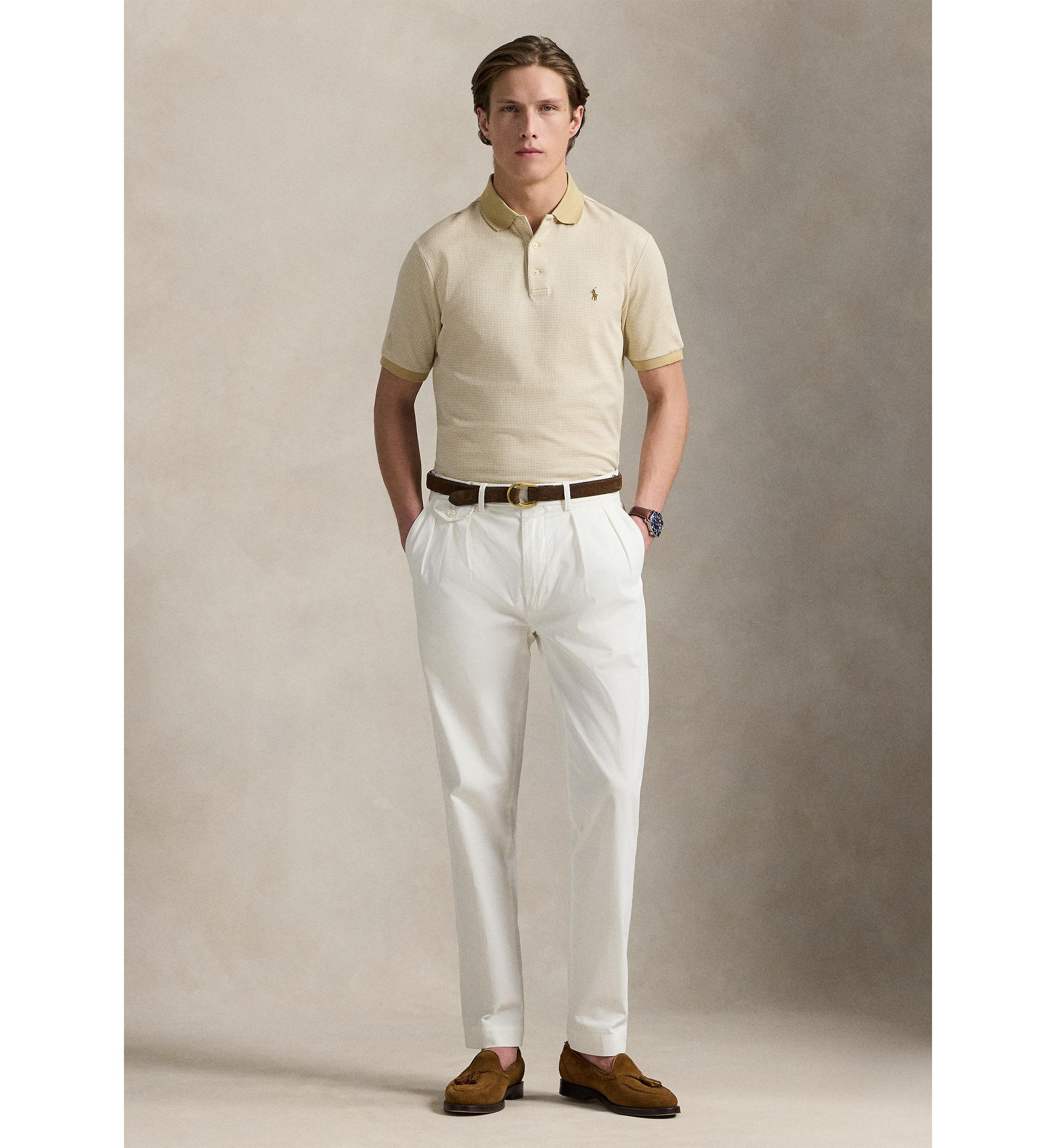 Classic Houndstooth Jersey Polo Shirt