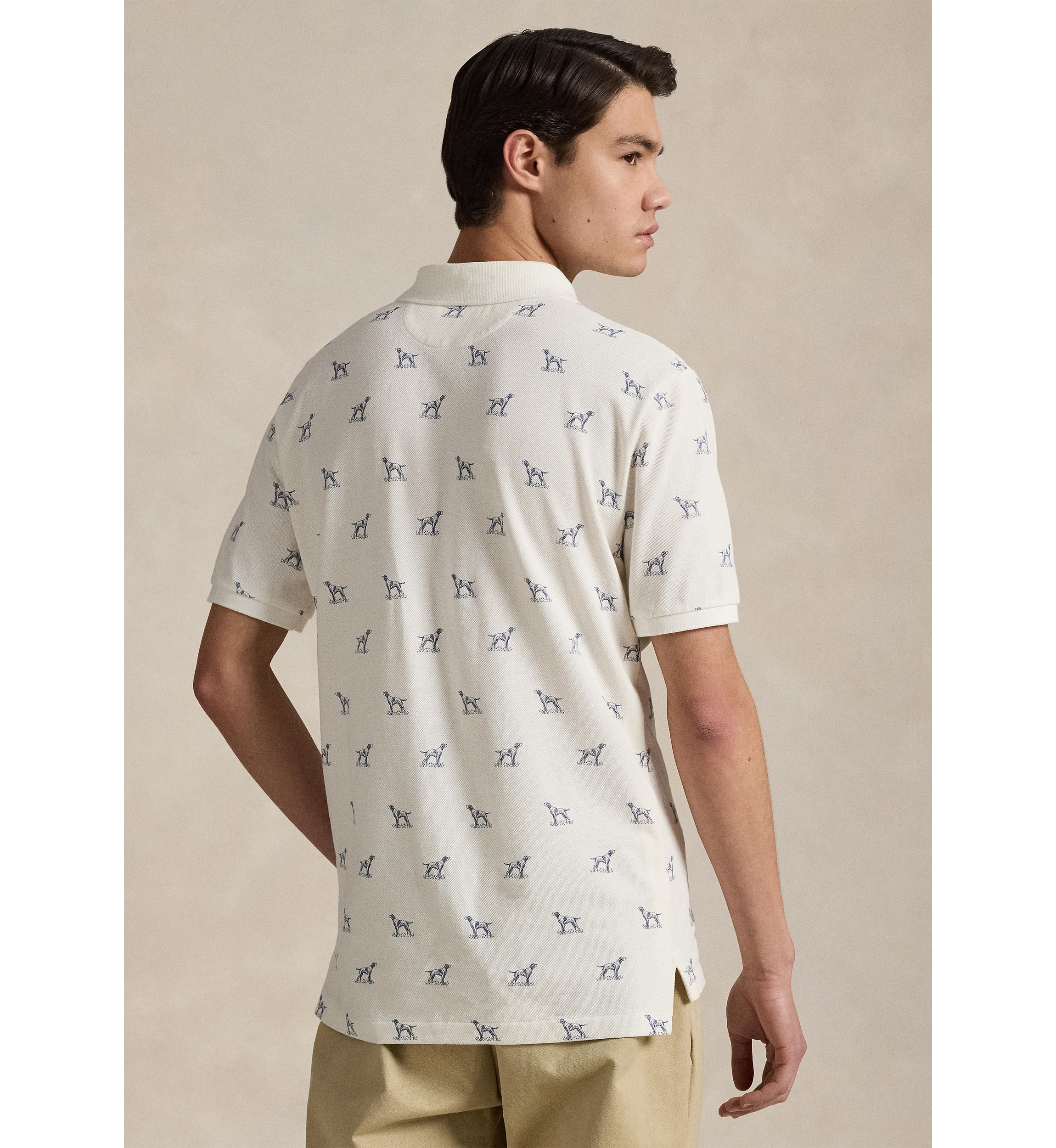 Classic Fit Dog-Print Mesh Polo Shirt