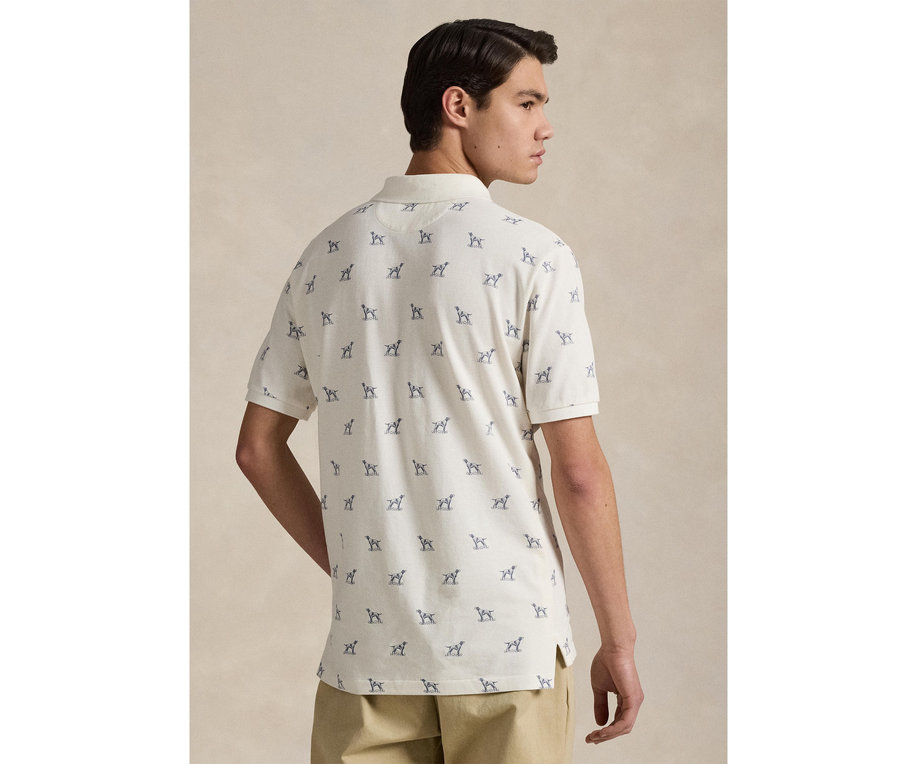 Classic Fit Dog-Print Mesh Polo Shirt