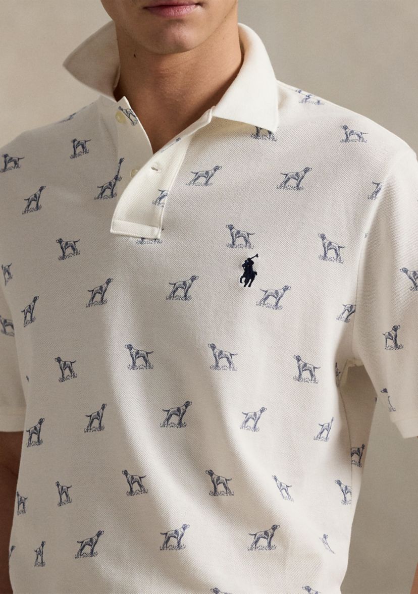 Classic Fit Dog-Print Mesh Polo Shirt
