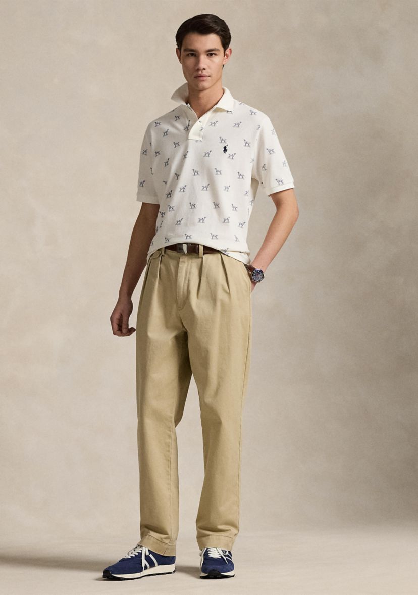 Classic Fit Dog-Print Mesh Polo Shirt