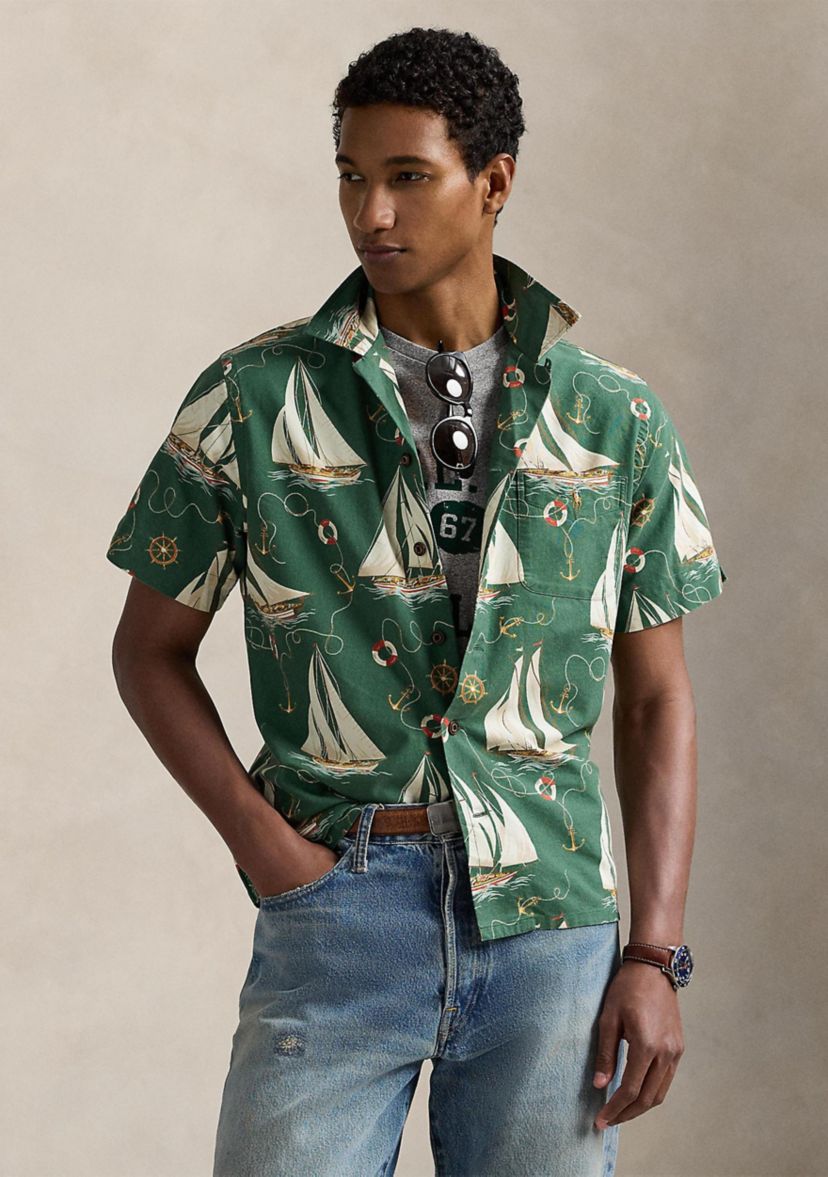 Classic Fit Sailboat Oxford Camp Shirt