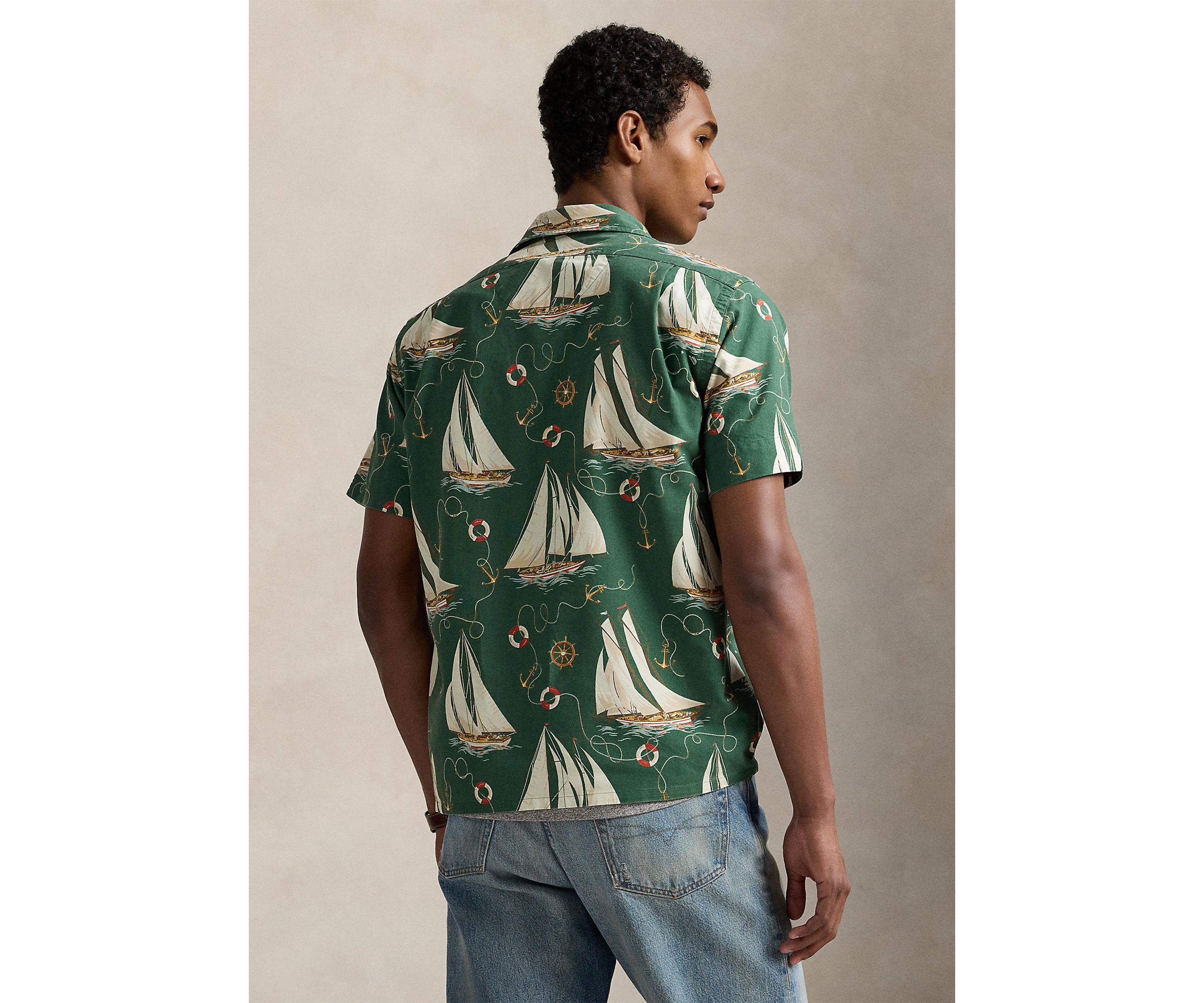 Classic Fit Sailboat Oxford Camp Shirt
