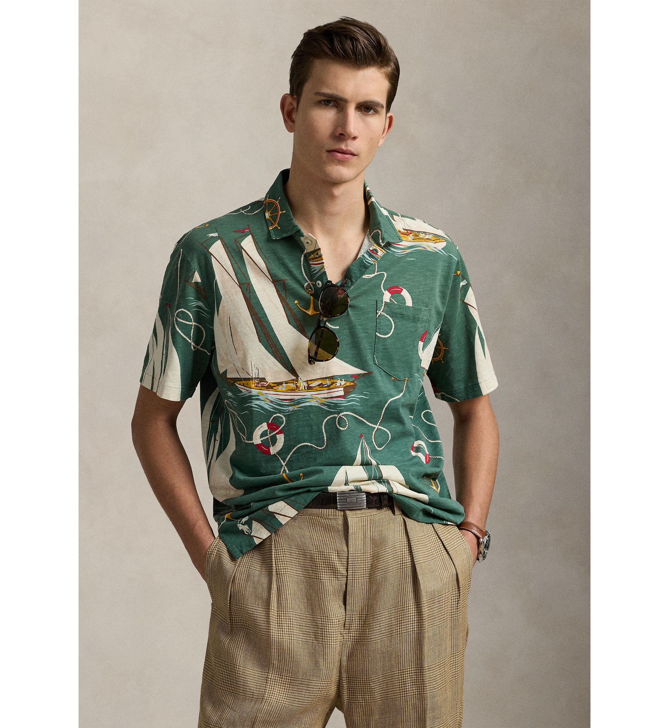 Classic Fit Sailboat Jersey Polo Shirt