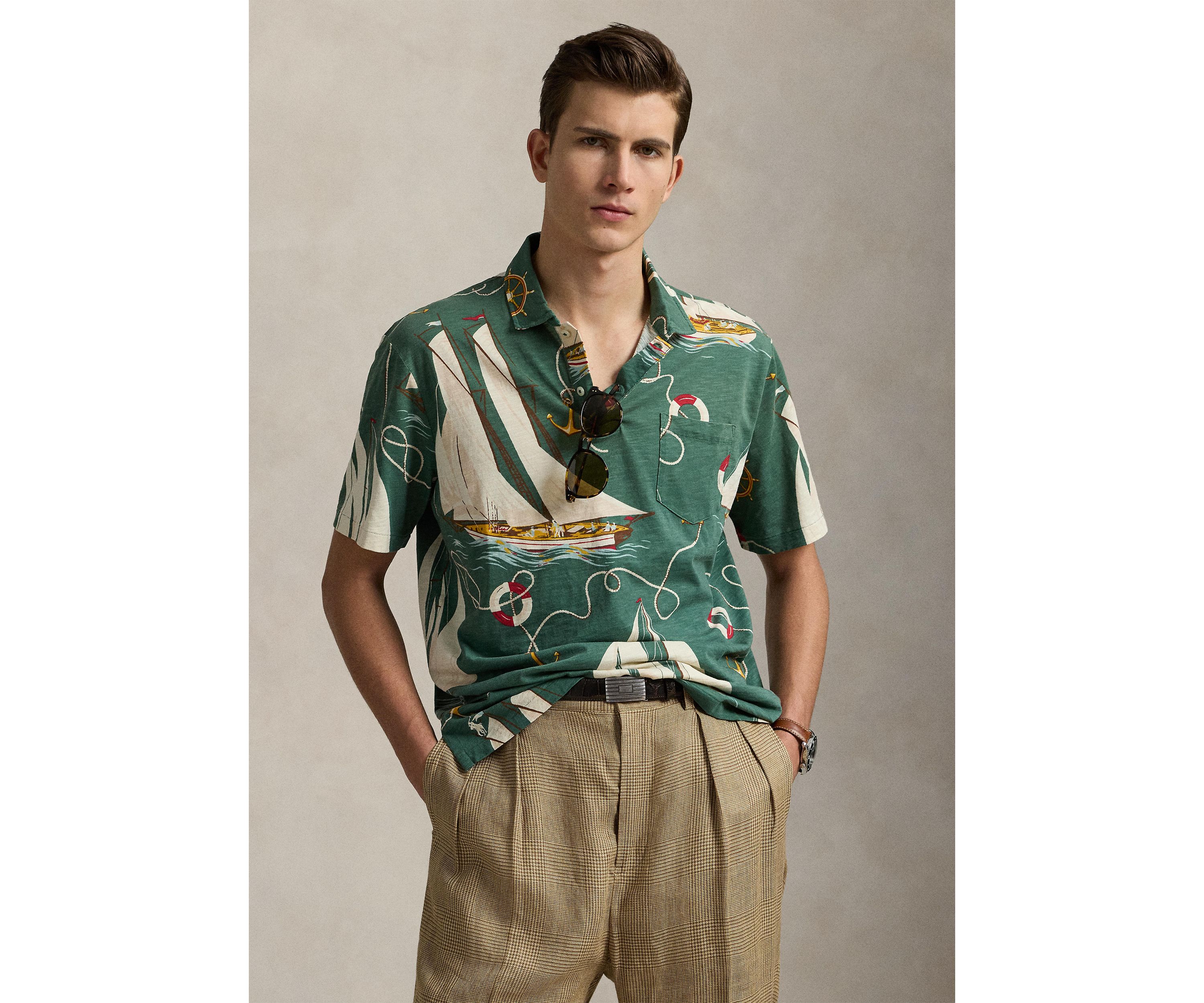 Classic Fit Sailboat Jersey Polo Shirt
