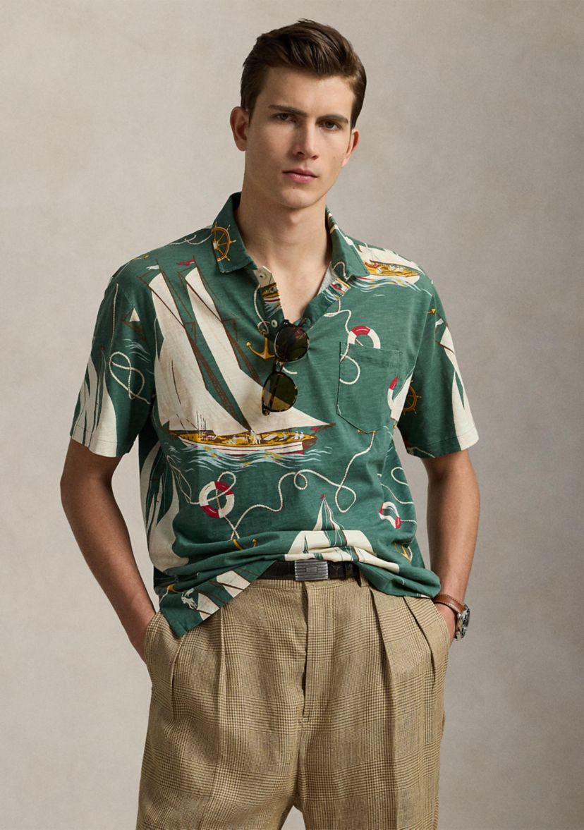 Classic Fit Sailboat Jersey Polo Shirt