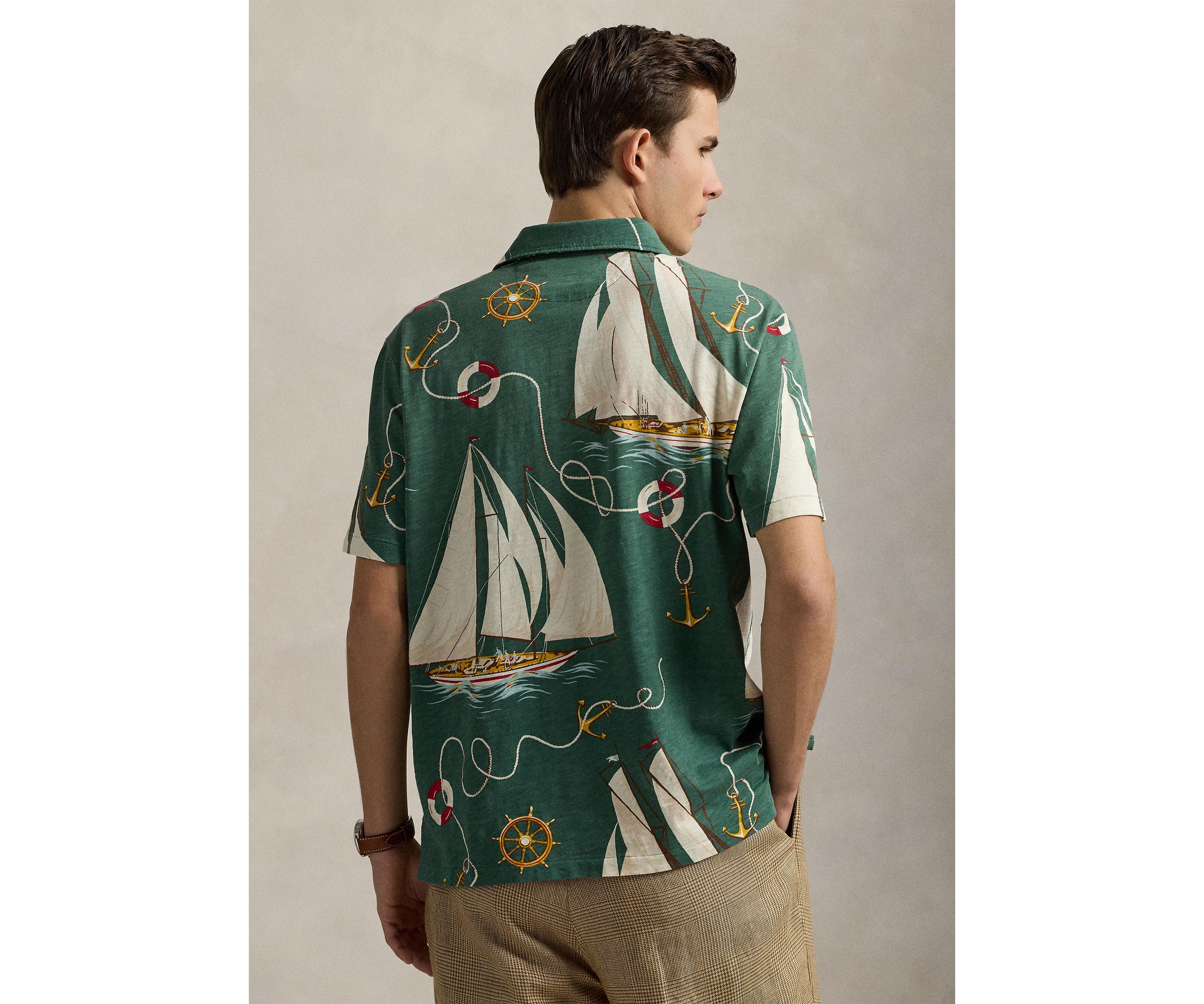 Classic Fit Sailboat Jersey Polo Shirt