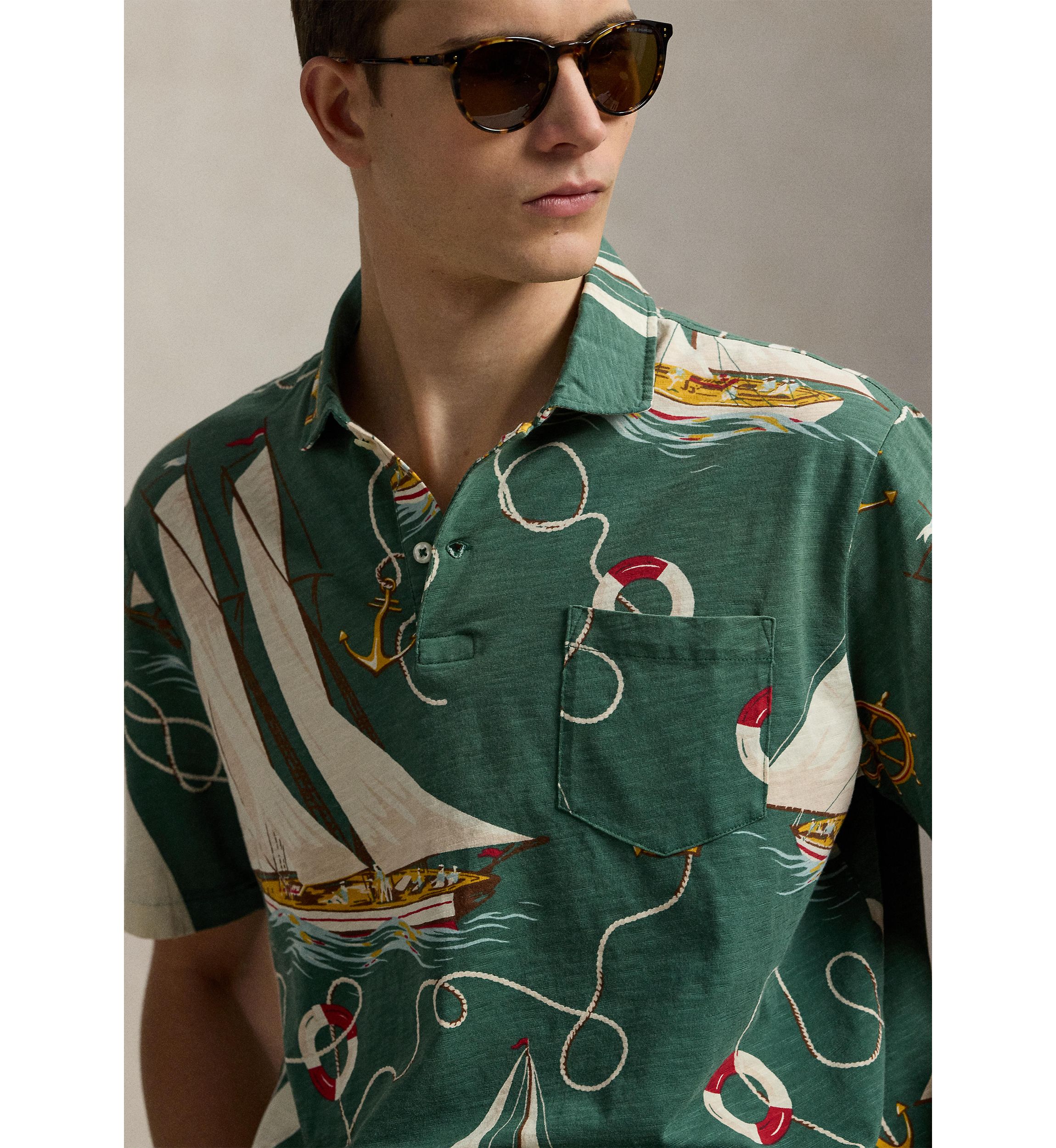 Classic Fit Sailboat Jersey Polo Shirt