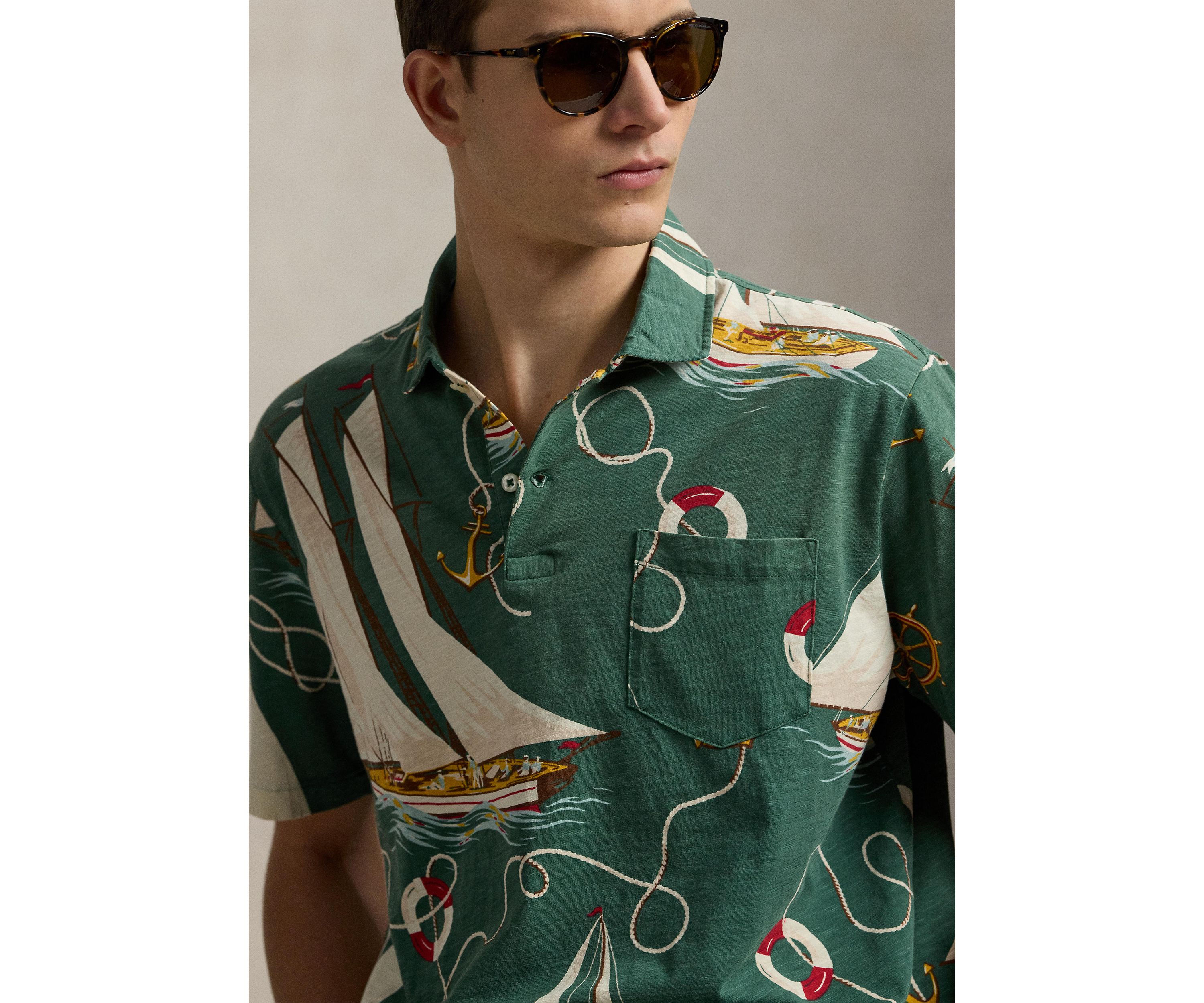 Classic Fit Sailboat Jersey Polo Shirt